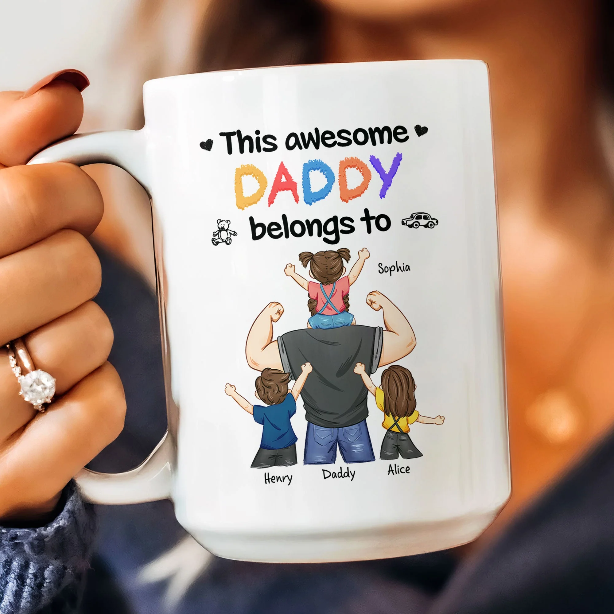This Awesome Dad Belongs To Us - Personalized Mug - Image 3