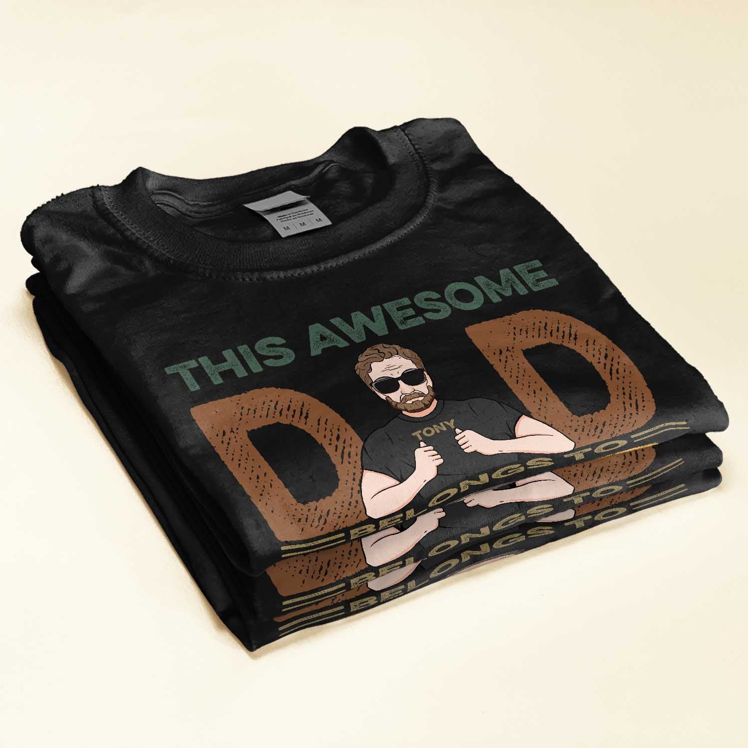 This Awesome Dad, Grandpa Belongs To - Personalized Shirt - Cute Kids Peeking - Image 2
