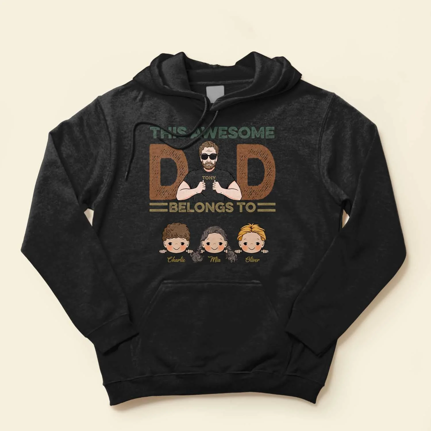This Awesome Dad, Grandpa Belongs To - Personalized Shirt - Cute Kids Peeking - Image 4