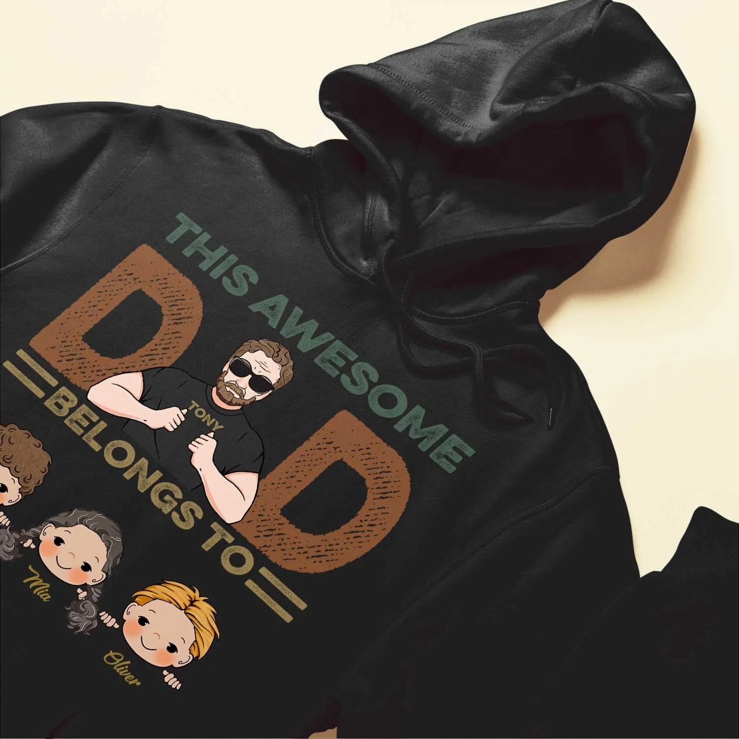 This Awesome Dad, Grandpa Belongs To - Personalized Shirt - Cute Kids Peeking - Image 6