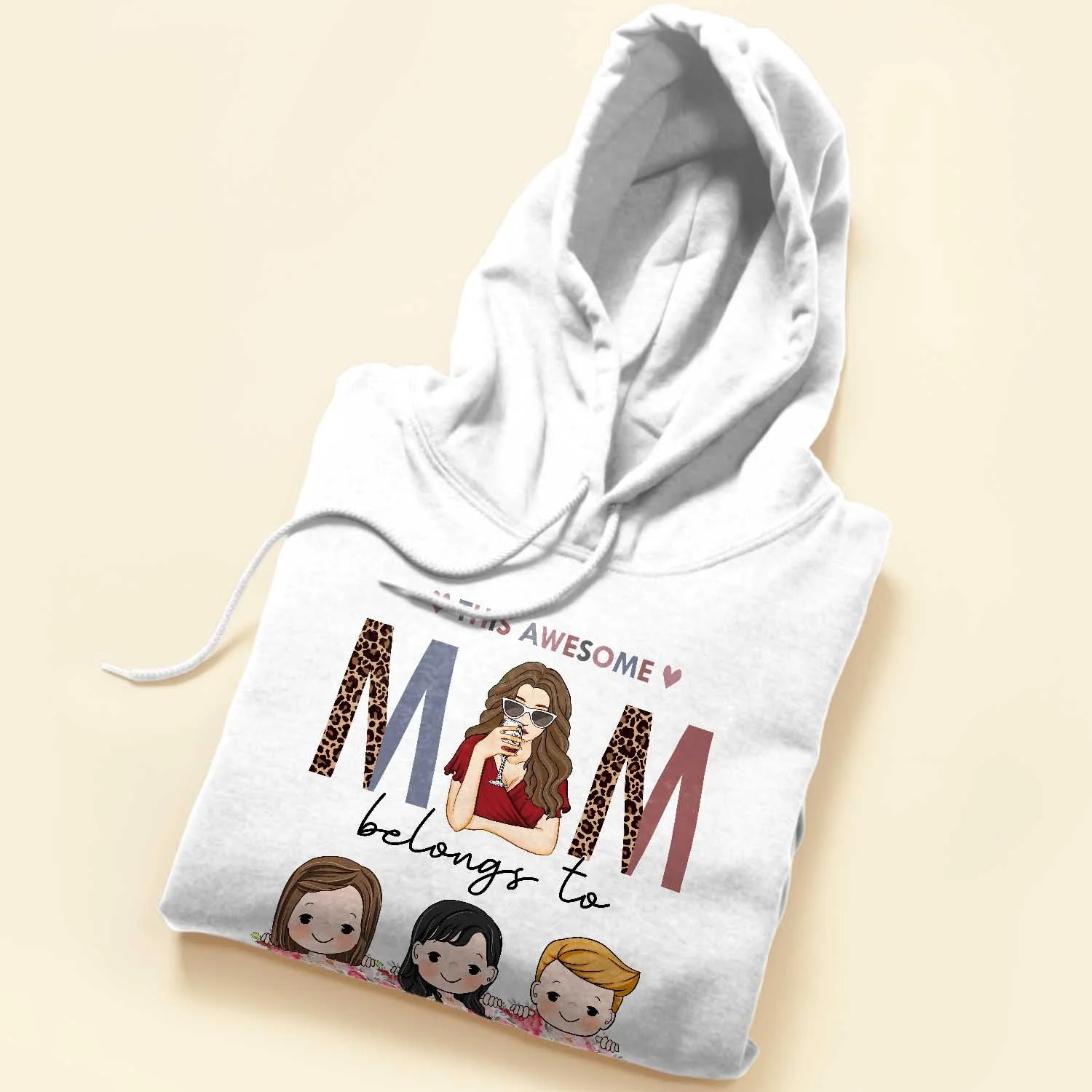 This Awesome Mom Belongs To - Personalized Shirt - Cute Kids Peeking - Image 5