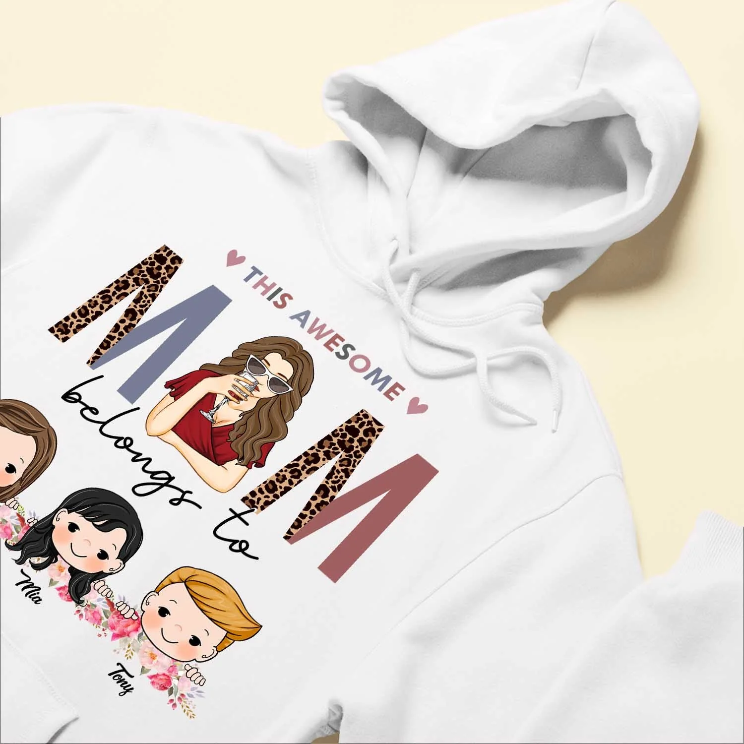 This Awesome Mom Belongs To - Personalized Shirt - Cute Kids Peeking - Image 6
