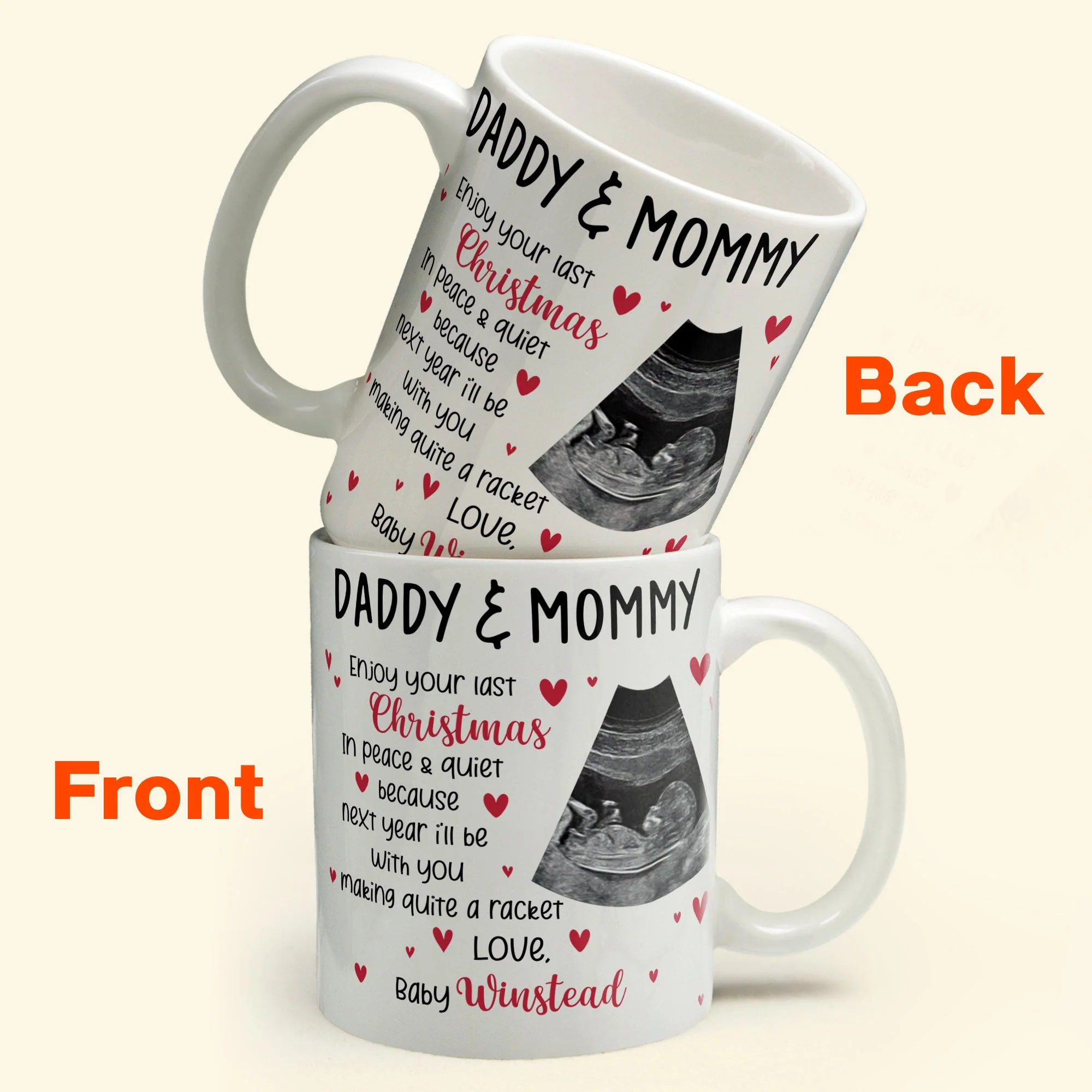 This Christmas, I'll Be Suggled Up In Mommy's Tummy - Personalized Mug - Christmas Gift For Daddy-To-Be, Father, Grandma, Grandpa, Family Members - From Baby, Bump - Image 2