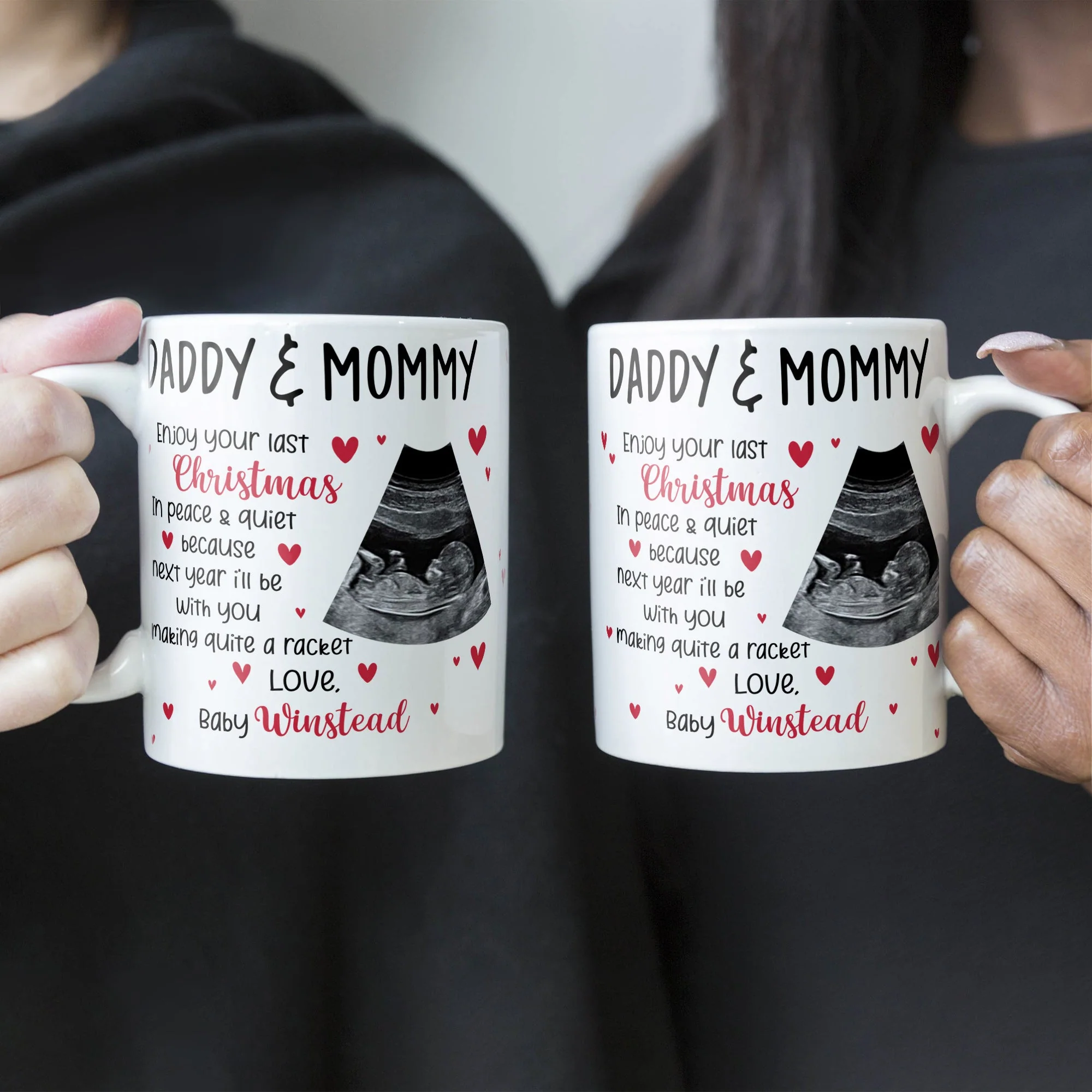 This Christmas, I'll Be Suggled Up In Mommy's Tummy - Personalized Mug - Christmas Gift For Daddy-To-Be, Father, Grandma, Grandpa, Family Members - From Baby, Bump - Image 4
