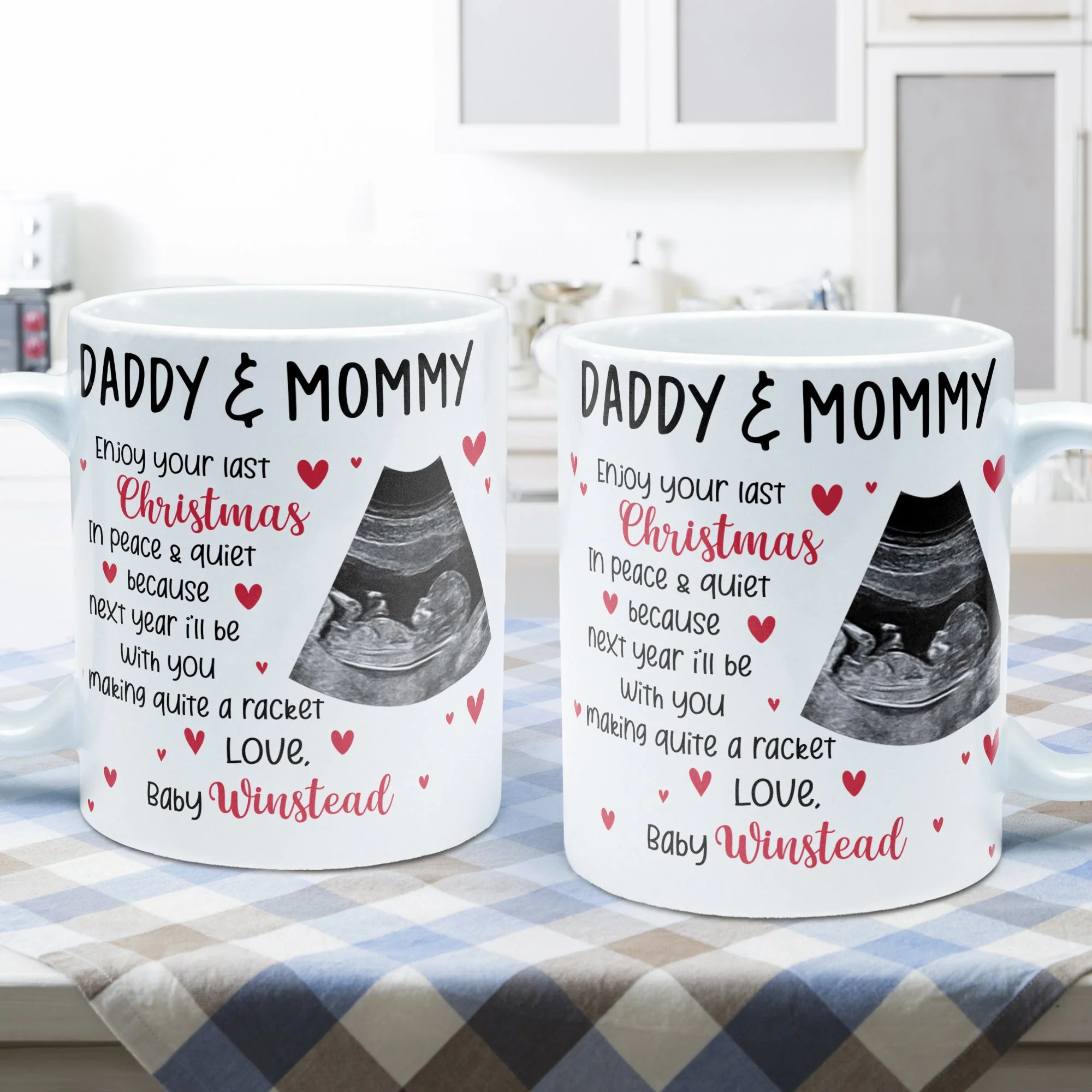 This Christmas, I'll Be Suggled Up In Mommy's Tummy - Personalized Mug - Christmas Gift For Daddy-To-Be, Father, Grandma, Grandpa, Family Members - From Baby, Bump - Image 5