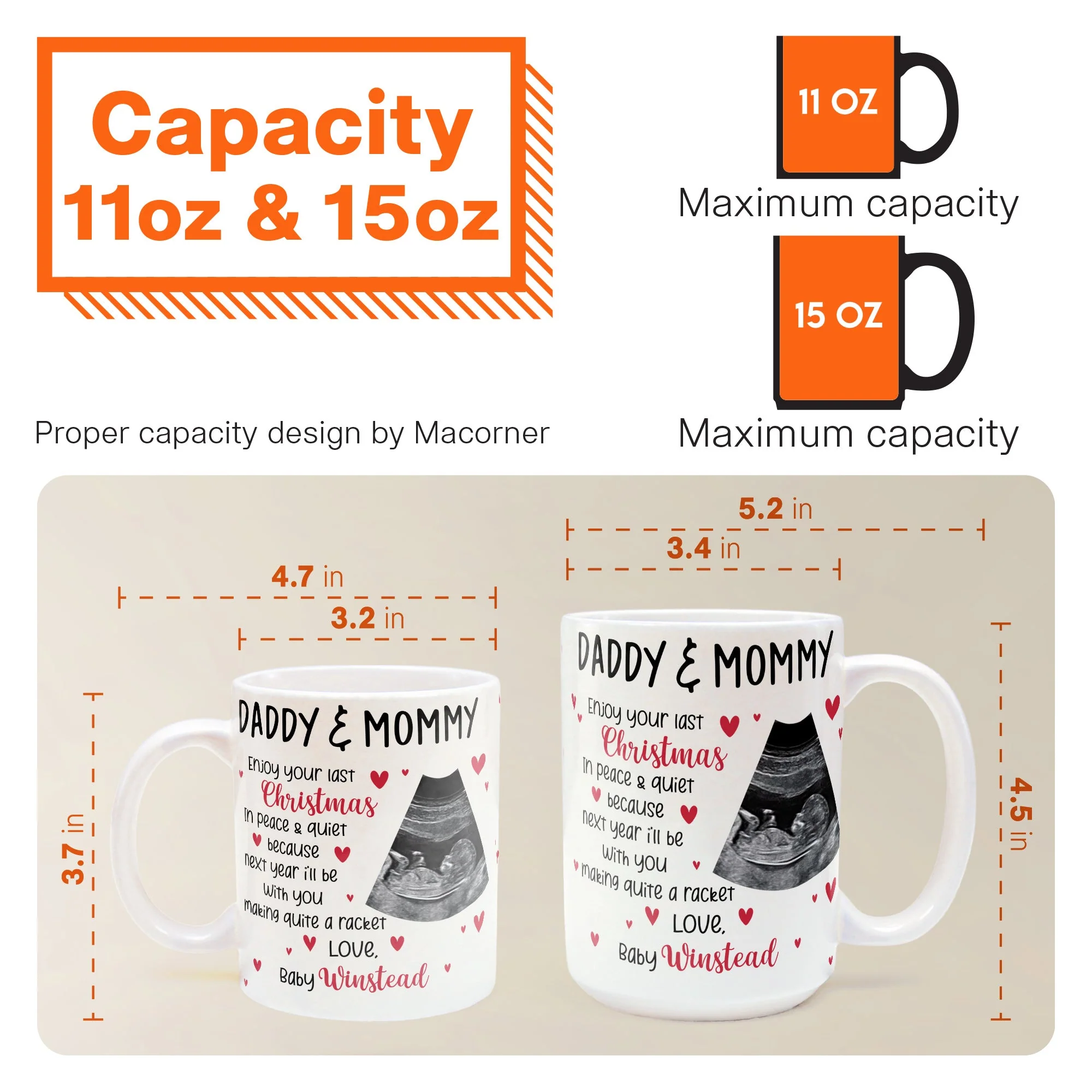 This Christmas, I'll Be Suggled Up In Mommy's Tummy - Personalized Mug - Christmas Gift For Daddy-To-Be, Father, Grandma, Grandpa, Family Members - From Baby, Bump - Image 6