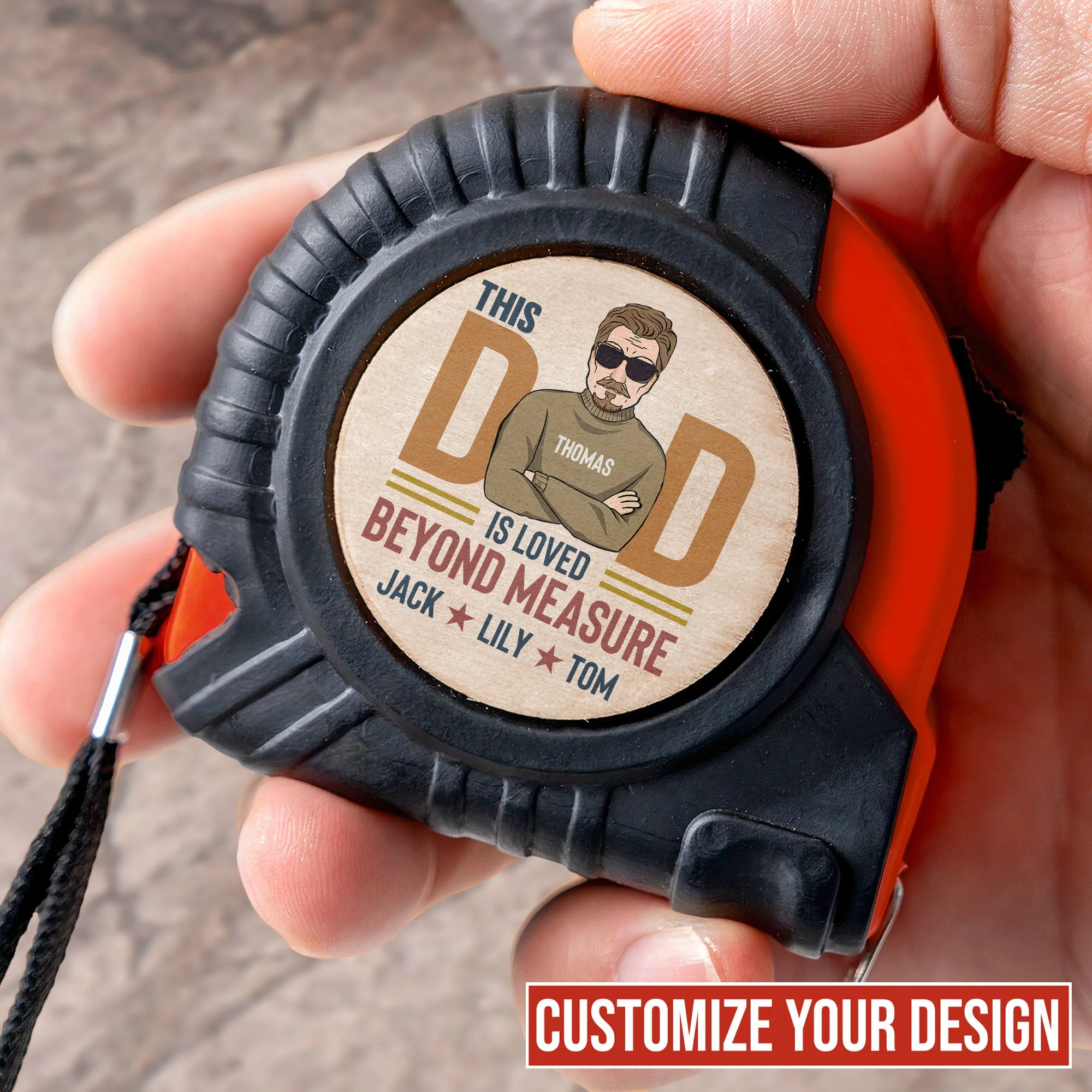 This Dad Is Loved Beyond Measure - Personalized Tape Measure - Image 3