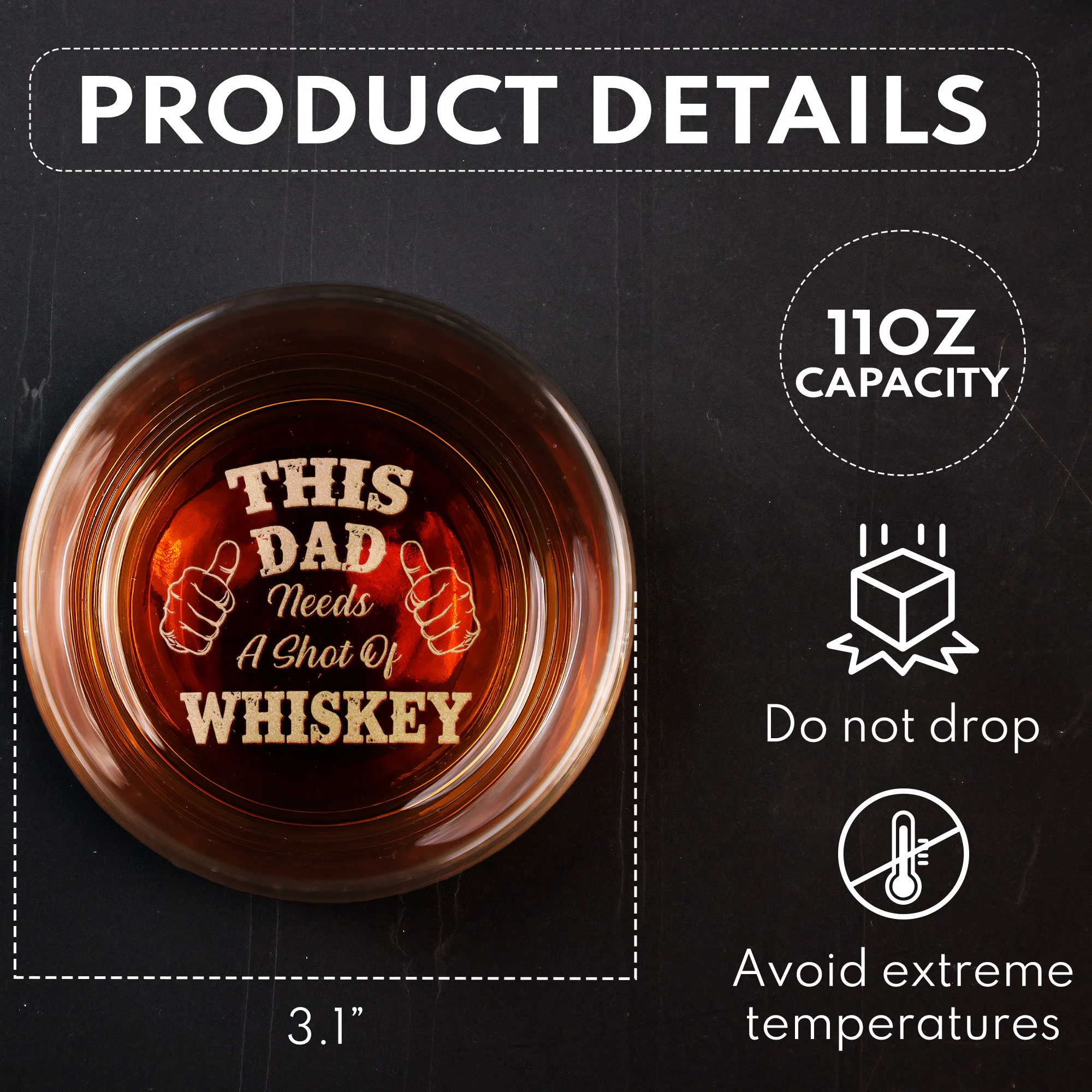 This Dad Needs A Shot Of Whiskey - Personalized Engraved Whiskey Glass - Image 4