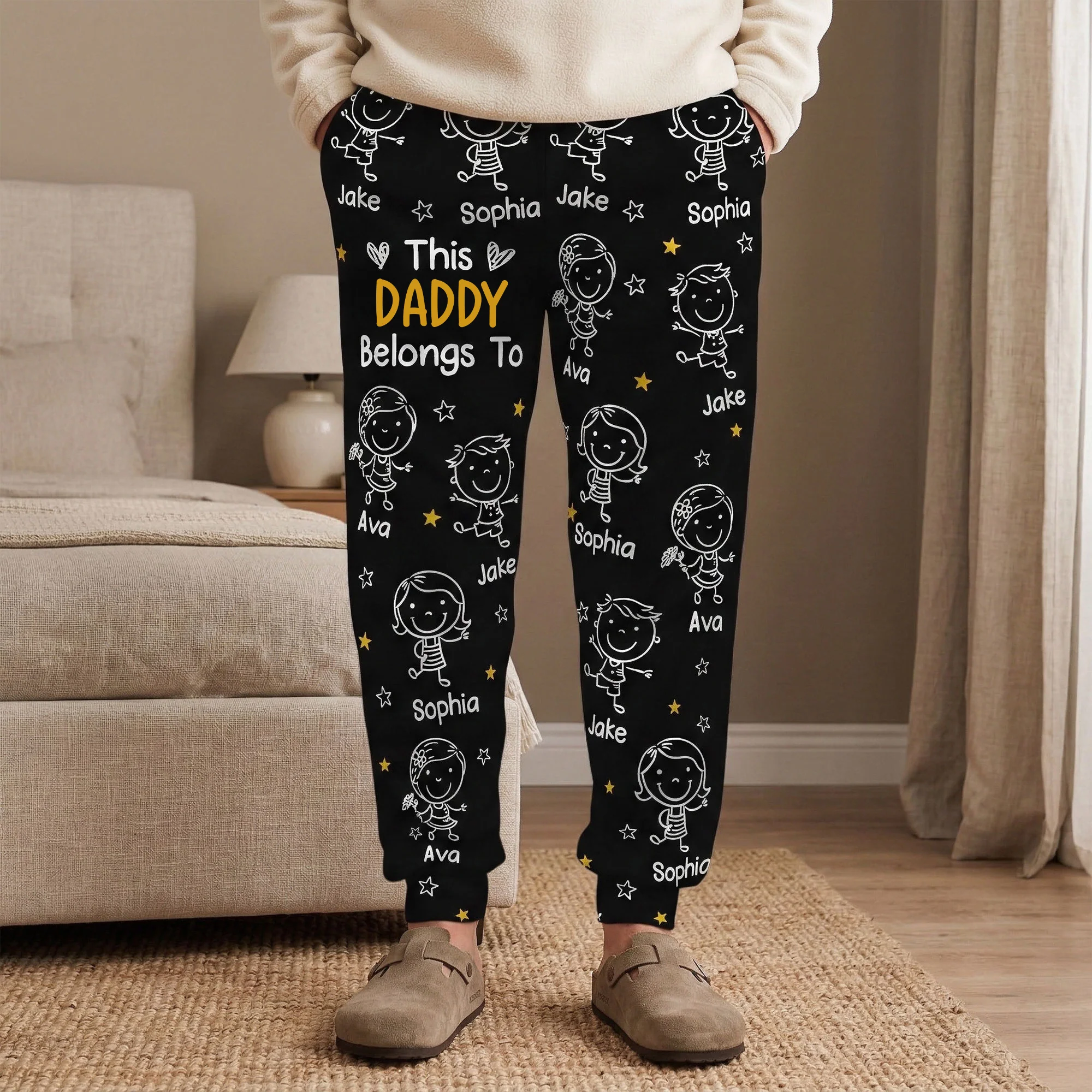 This Daddy Belongs To Doodle - Personalized Sweatpants, Lounge Pants With Pockets - Image 2