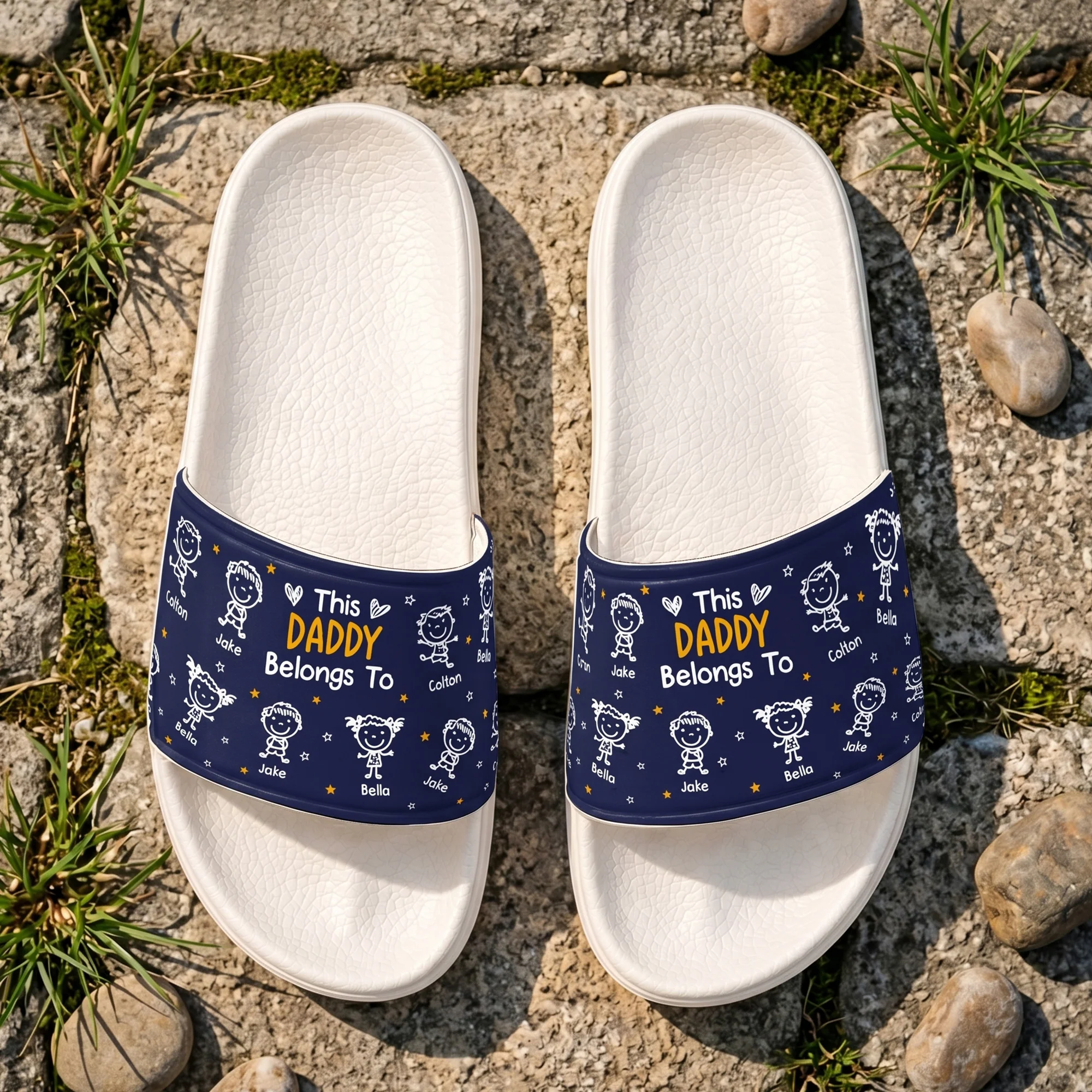 This Daddy Belongs To Doodle Style - Personalized Slide Sandals - Image 3