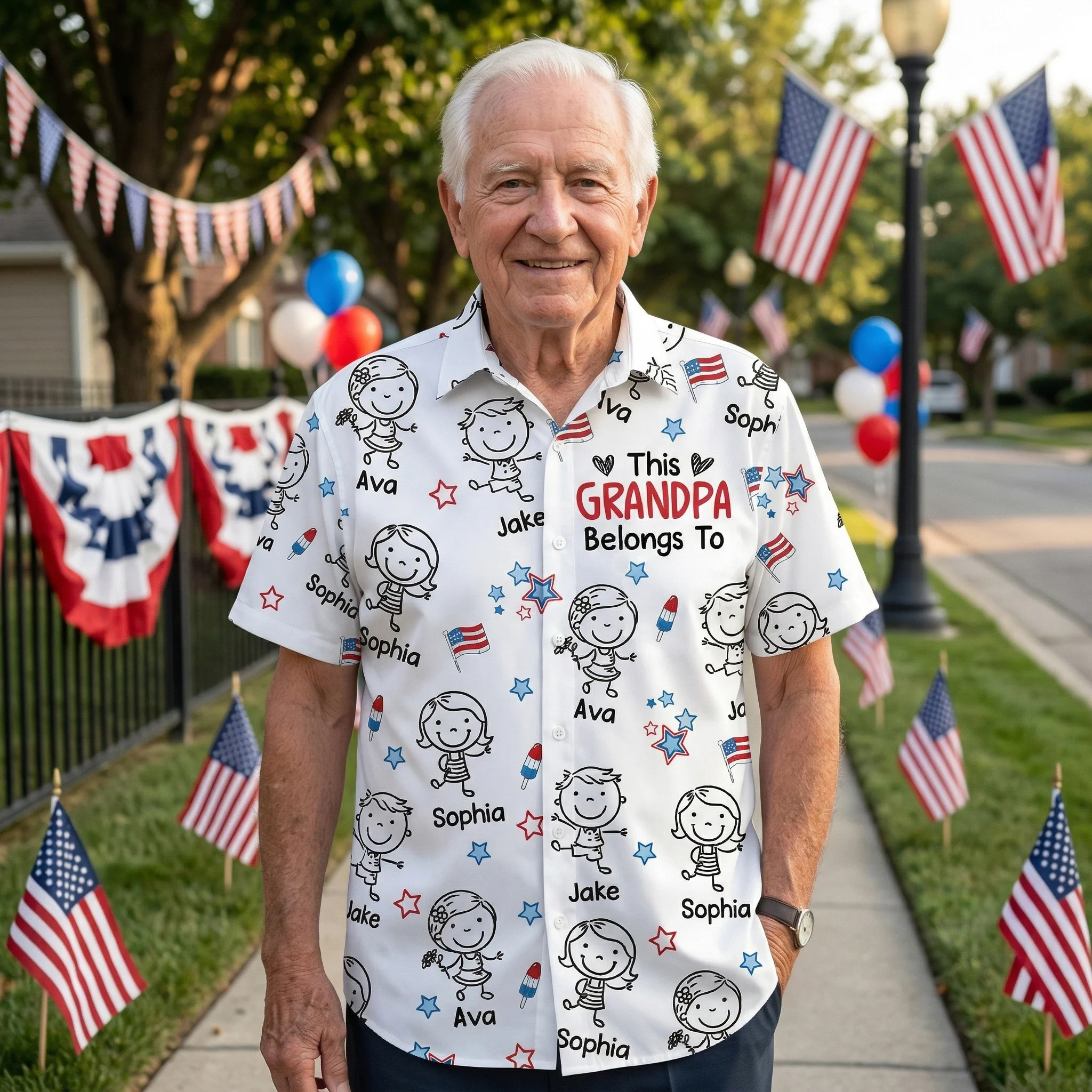 This Daddy Belongs To USA Flag Pattern - Personalized Hawaiian Shirt - Image 4