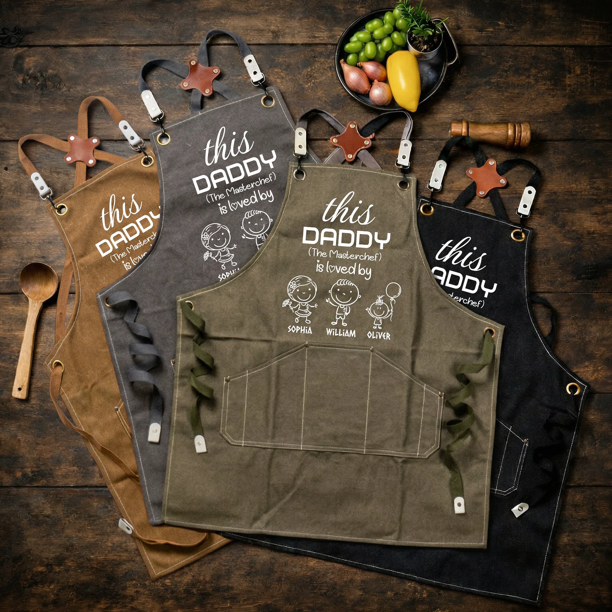 This Daddy Is Loved By Kids - Personalized Apron - Image 3