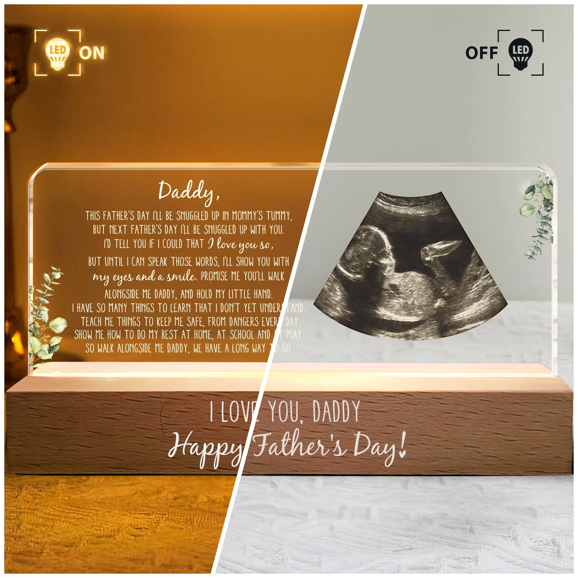 This Father's Day I'll Be Snuggled Up In Mommy's Tummy - Personalized Photo LED Night Light - Image 5