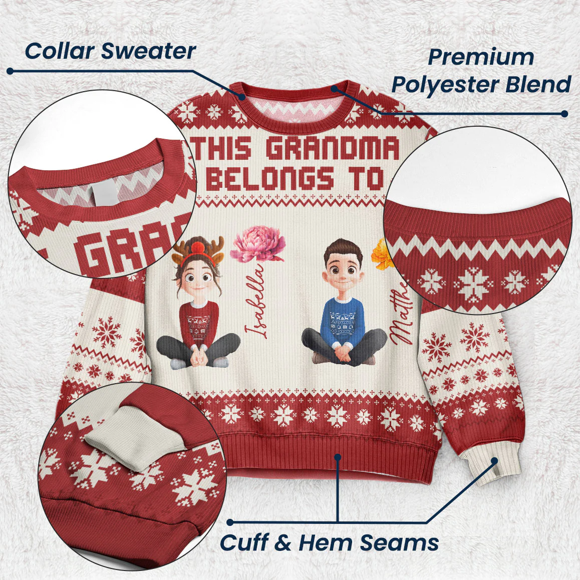 This Grandma Belongs To - 3D Cute Kids Version - Personalized Ugly Sweater - Image 2
