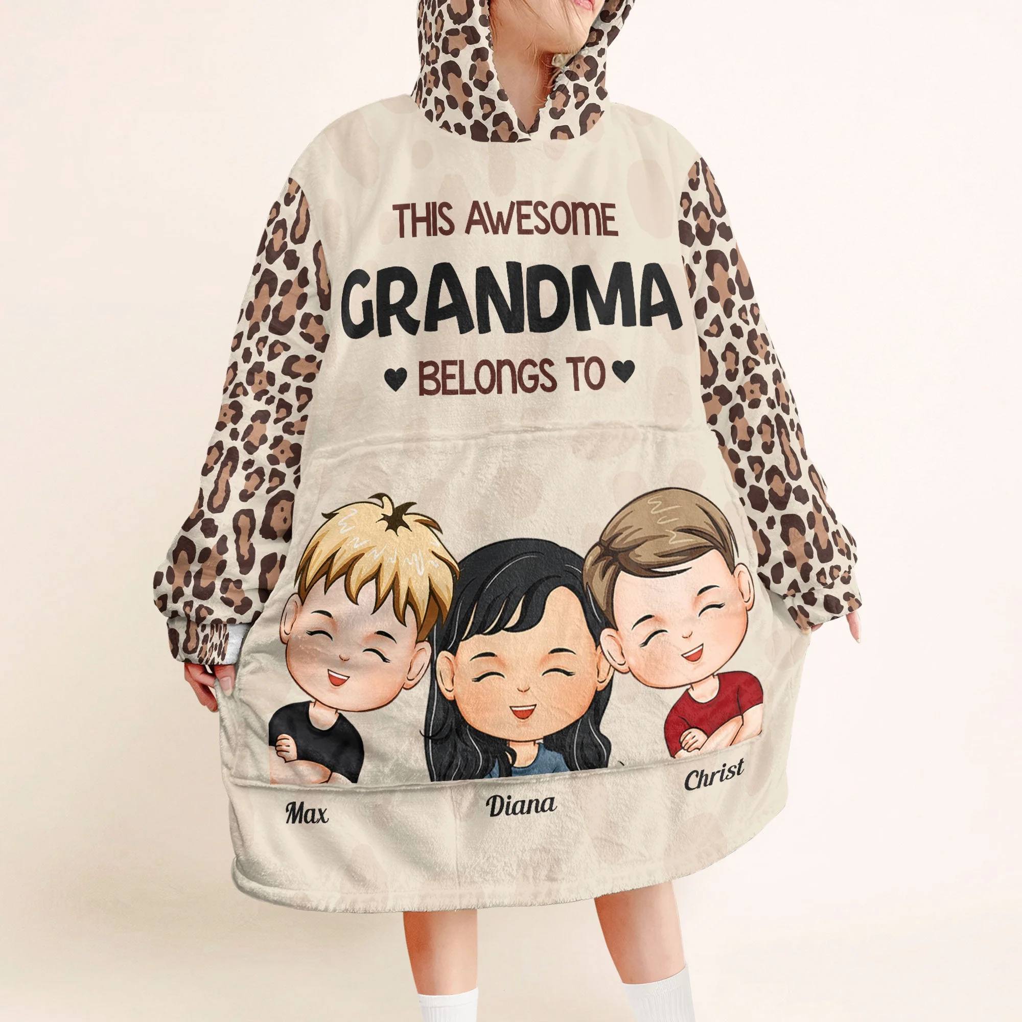 This Grandma Belongs To - Personalized Oversized Blanket Hoodie - Birthday Gifts Mother's Day Gift For Mom, Nana, Sister, Auntie - Image 4