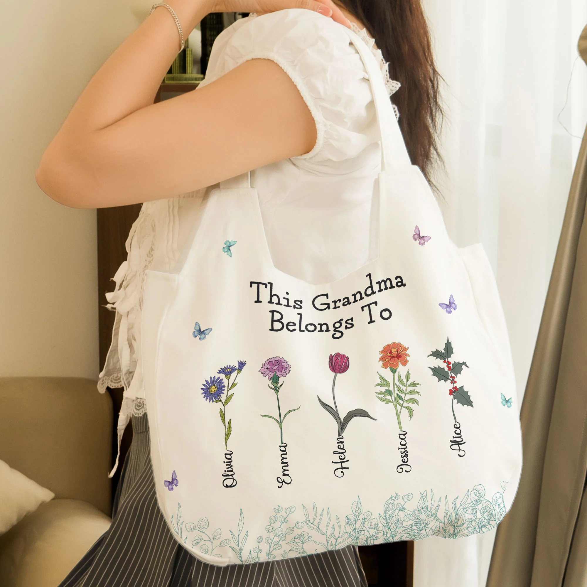 This Grandma Belongs To - Personalized Round Tote Bag - Image 3