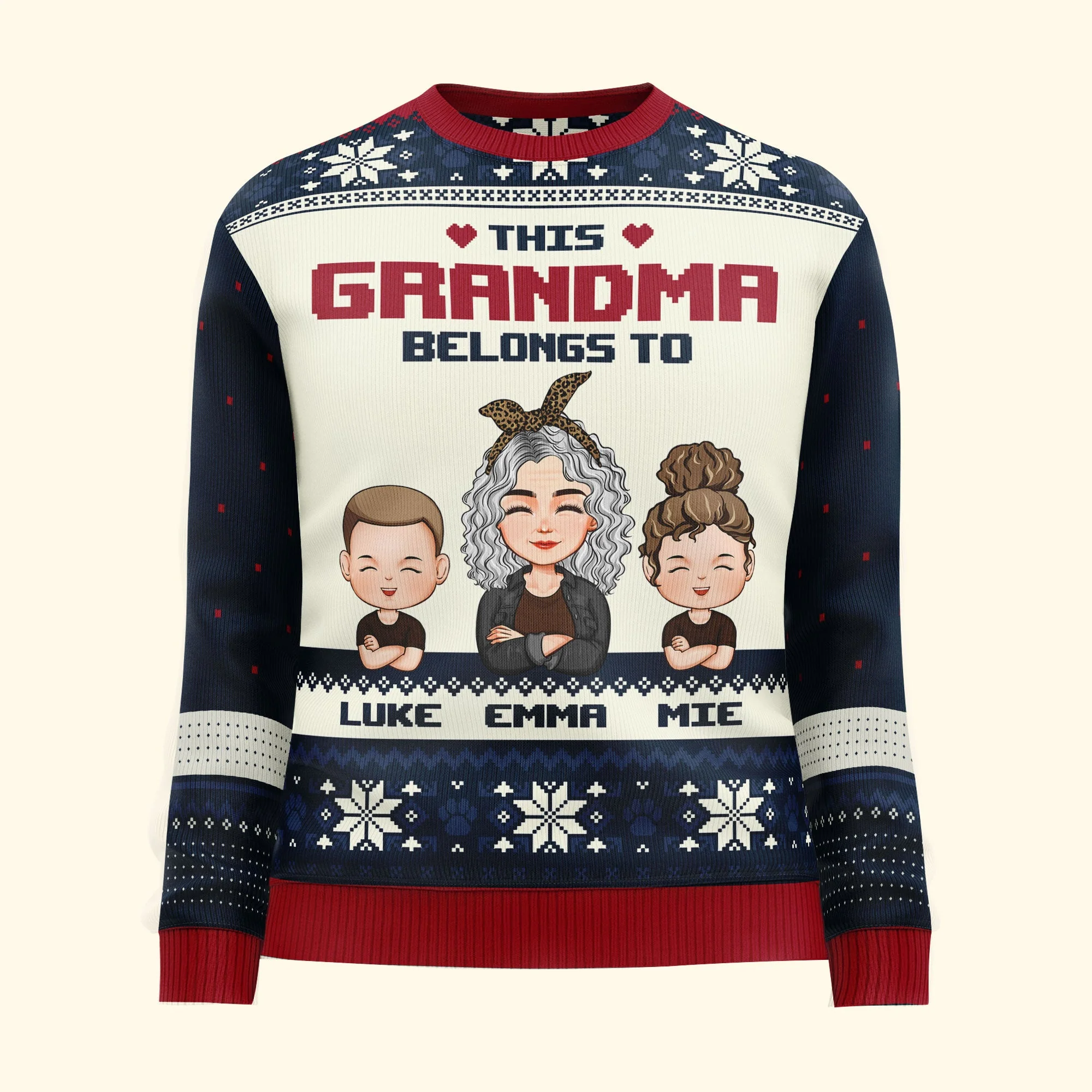 This Grandma Belongs To - Personalized Ugly Sweater - Image 3