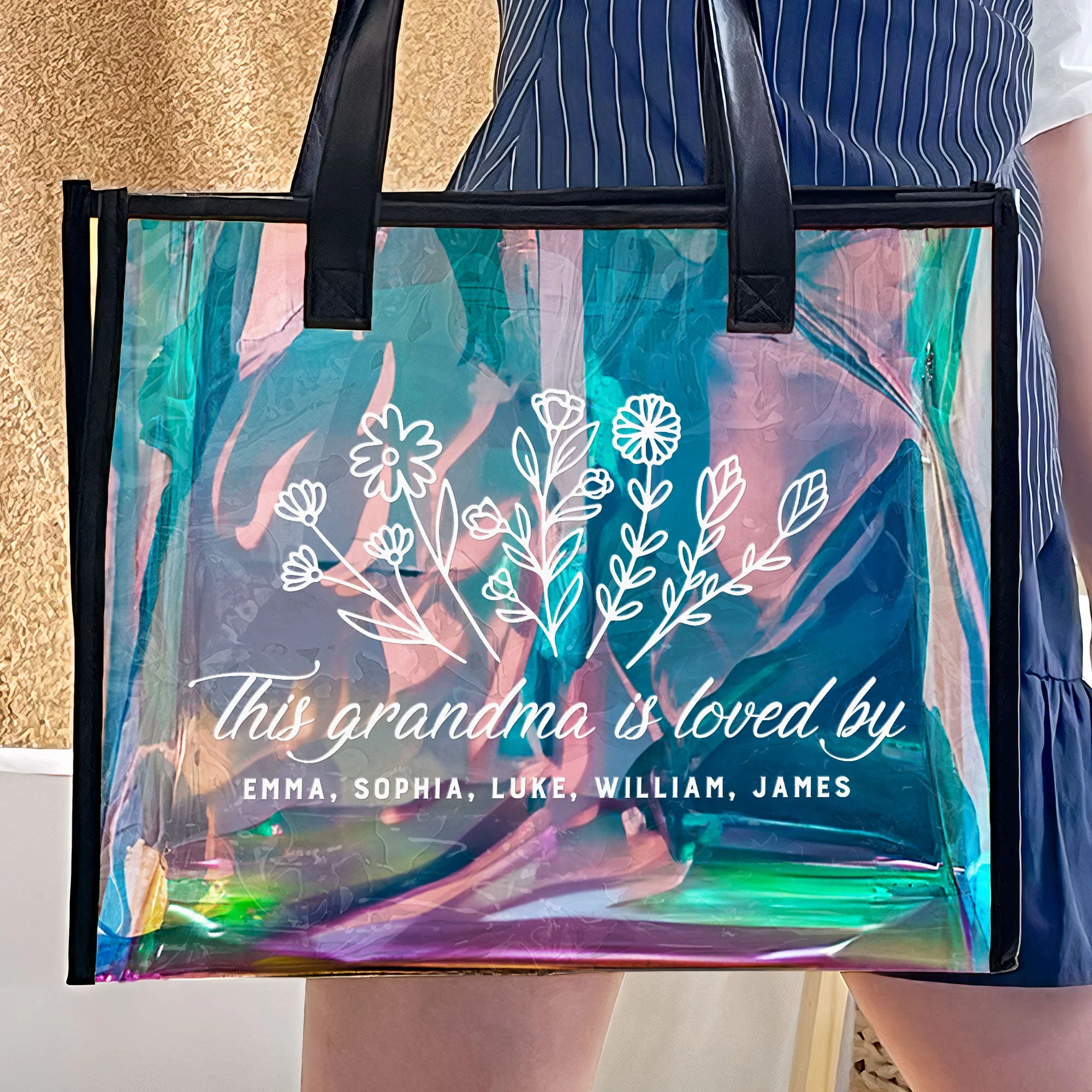 This Grandma Is Loved By - Personalized Holographic Tote - Image 4