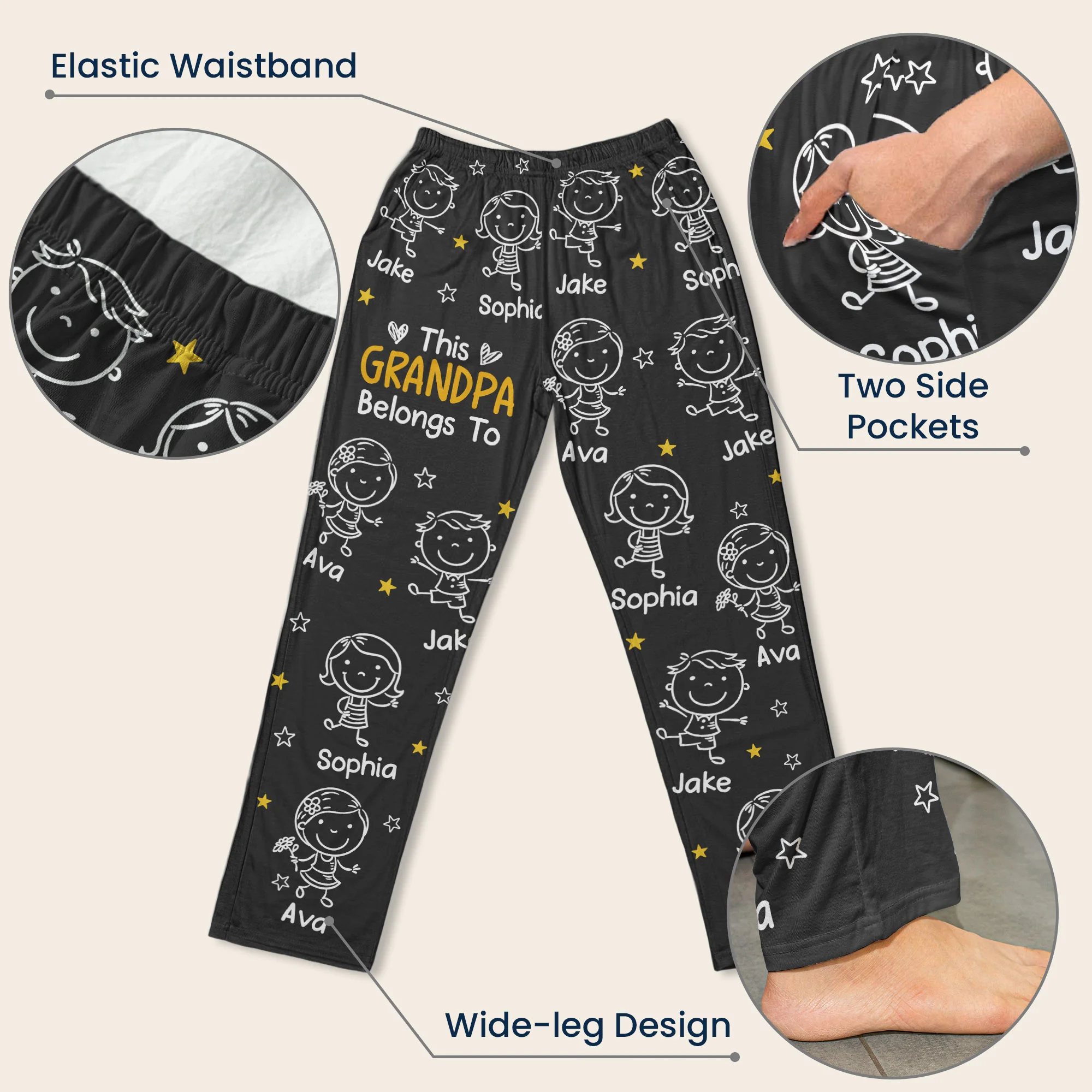This Grandpa Belongs To Doodle - Personalized Sweatpants, Lounge Pants With Pockets - Image 8