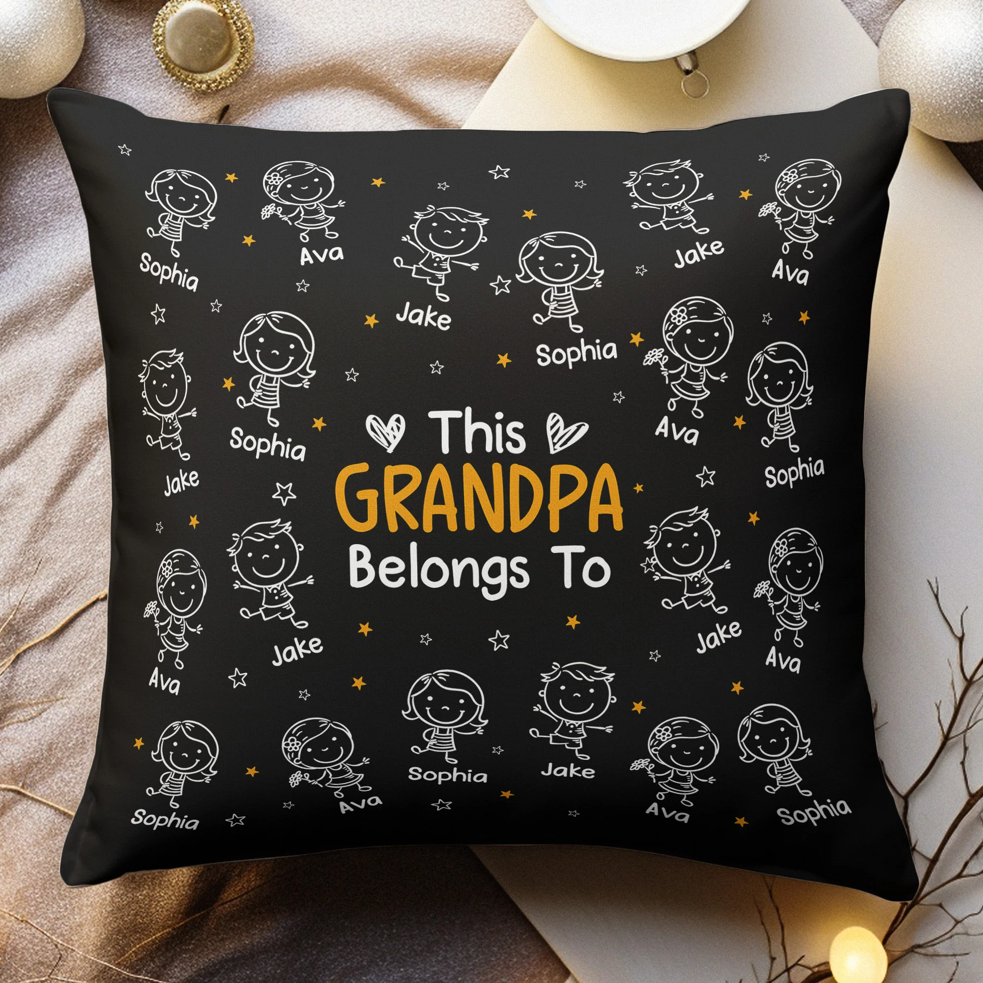 This Grandpa Belongs To Doodle Style - Personalized Pillow