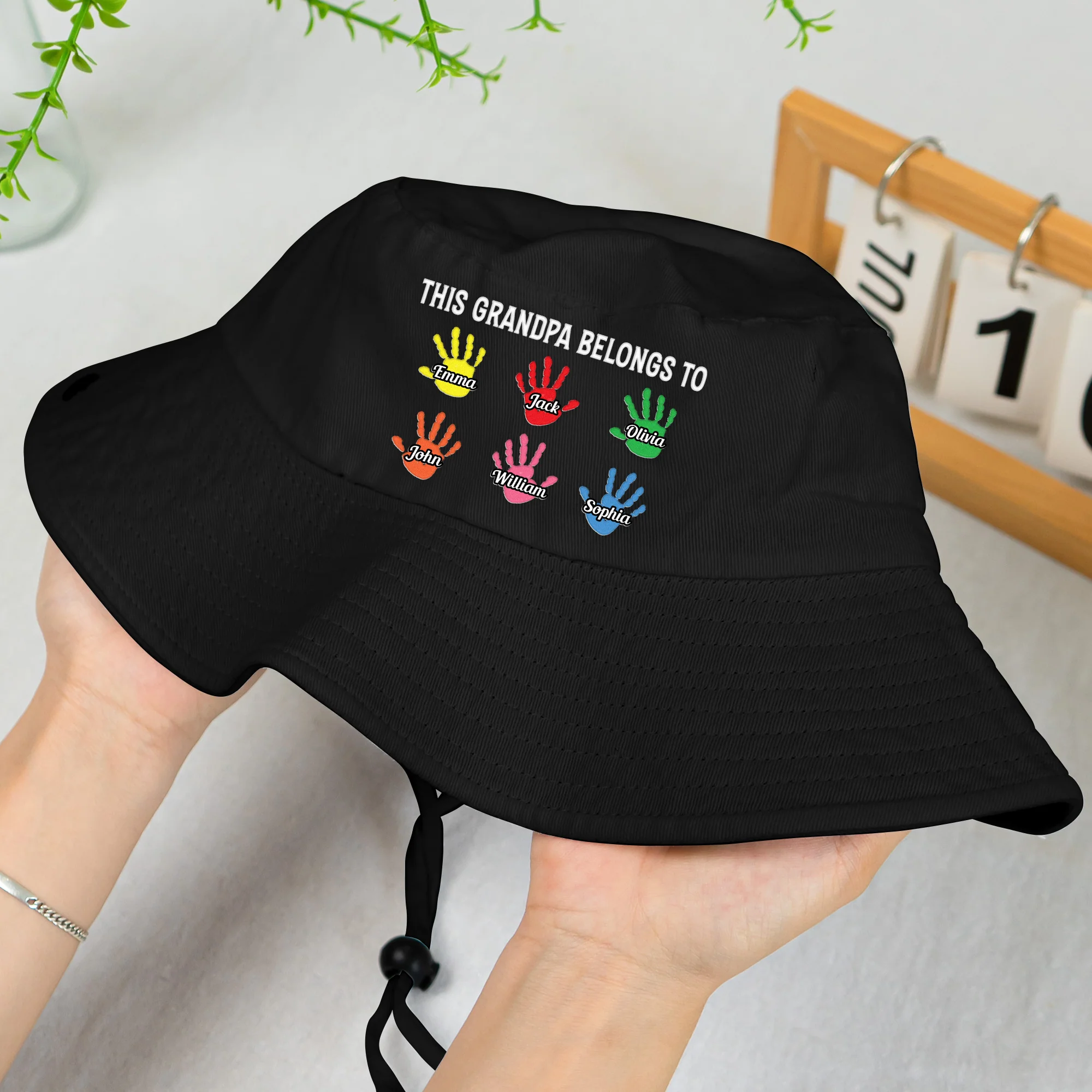 This Grandpa Belongs To Handprints - Personalized Bucket Hat - Image 5