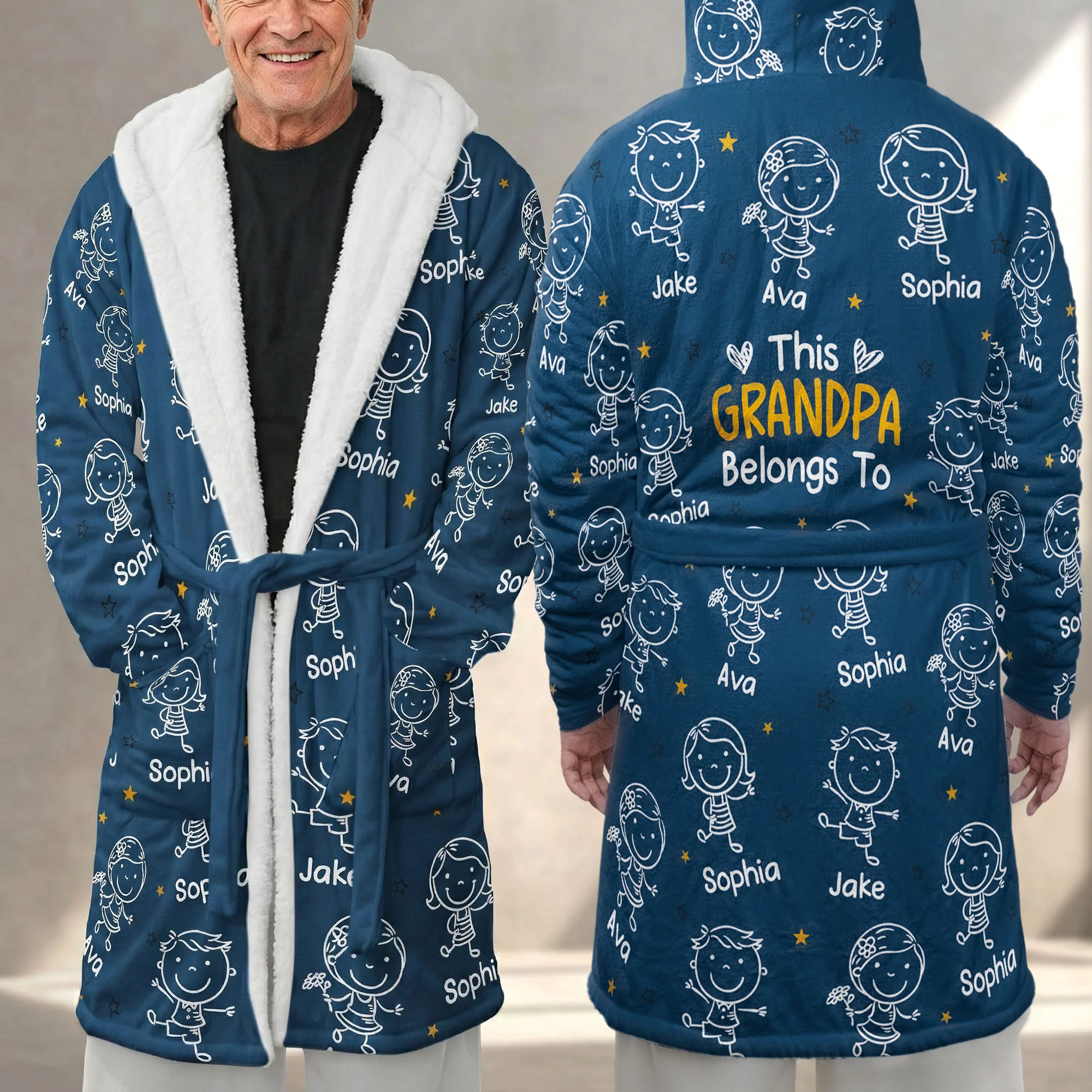 This Grandpa Grandma Belongs To - Personalized Hooded Robe - Image 6