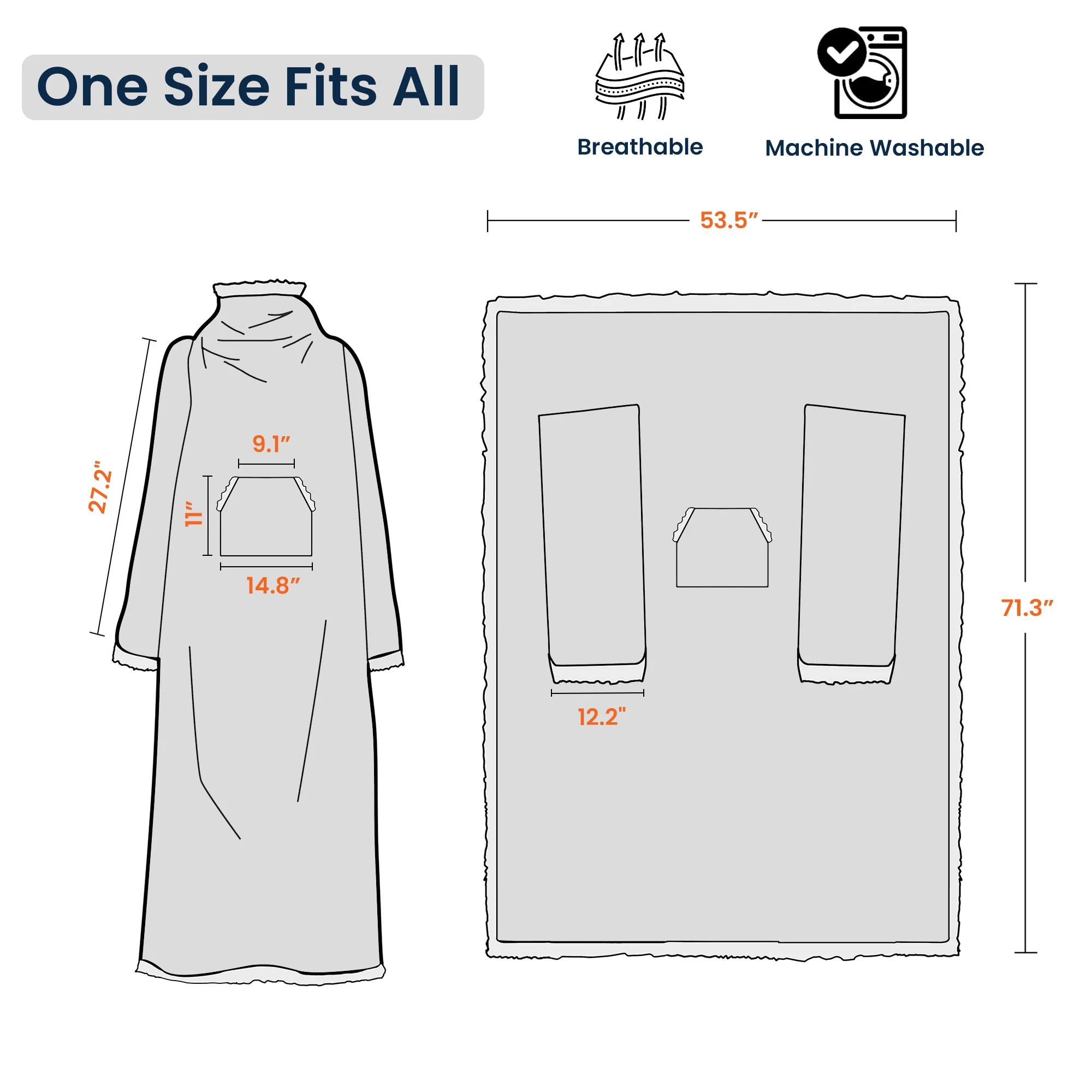 This Grandpa Grandma Belongs To - Personalized Wearable Blanket Hoodie With Sleeves - Image 6