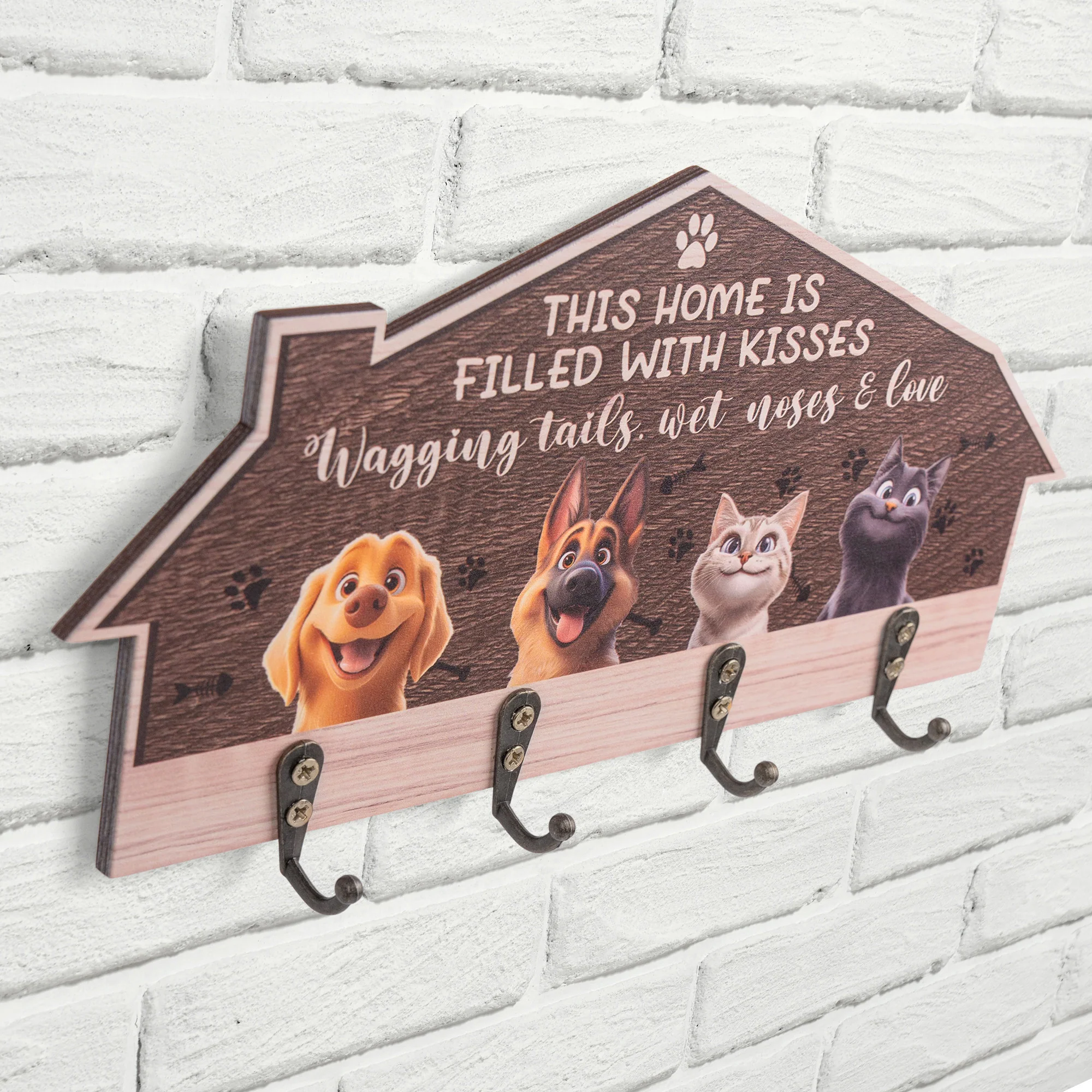 This Home Is Filled With Kisses Wagging Tail - Personalized Key Holder - Image 3