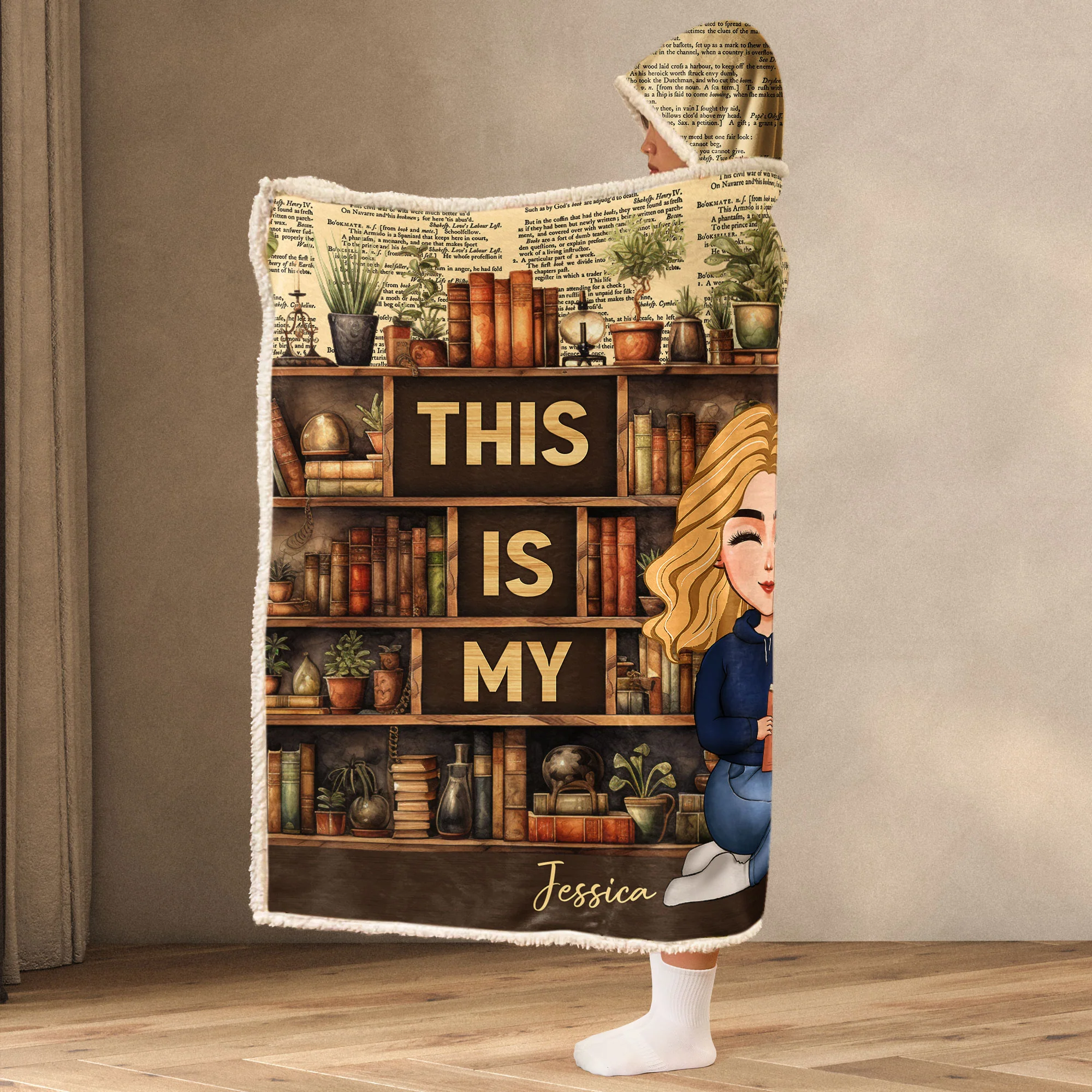 This Is My Book Reading Blanket - Personalized Wearable Blanket Hoodie - Image 3