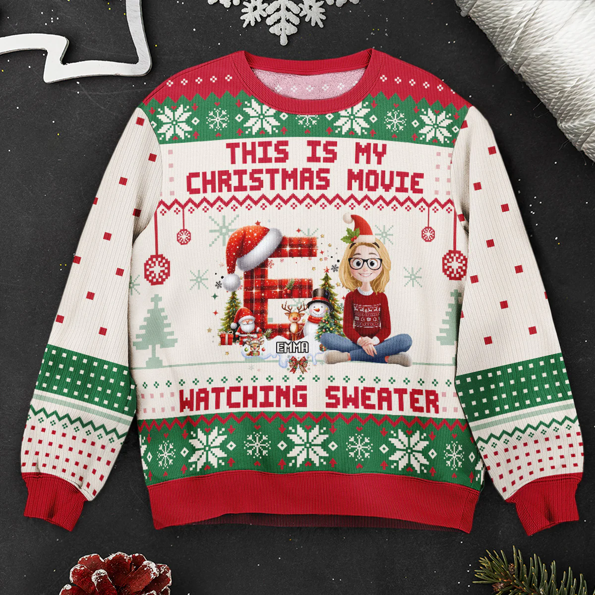 This Is My Christmas Movie Watching Sweater - Personalized Ugly Sweater - Image 5