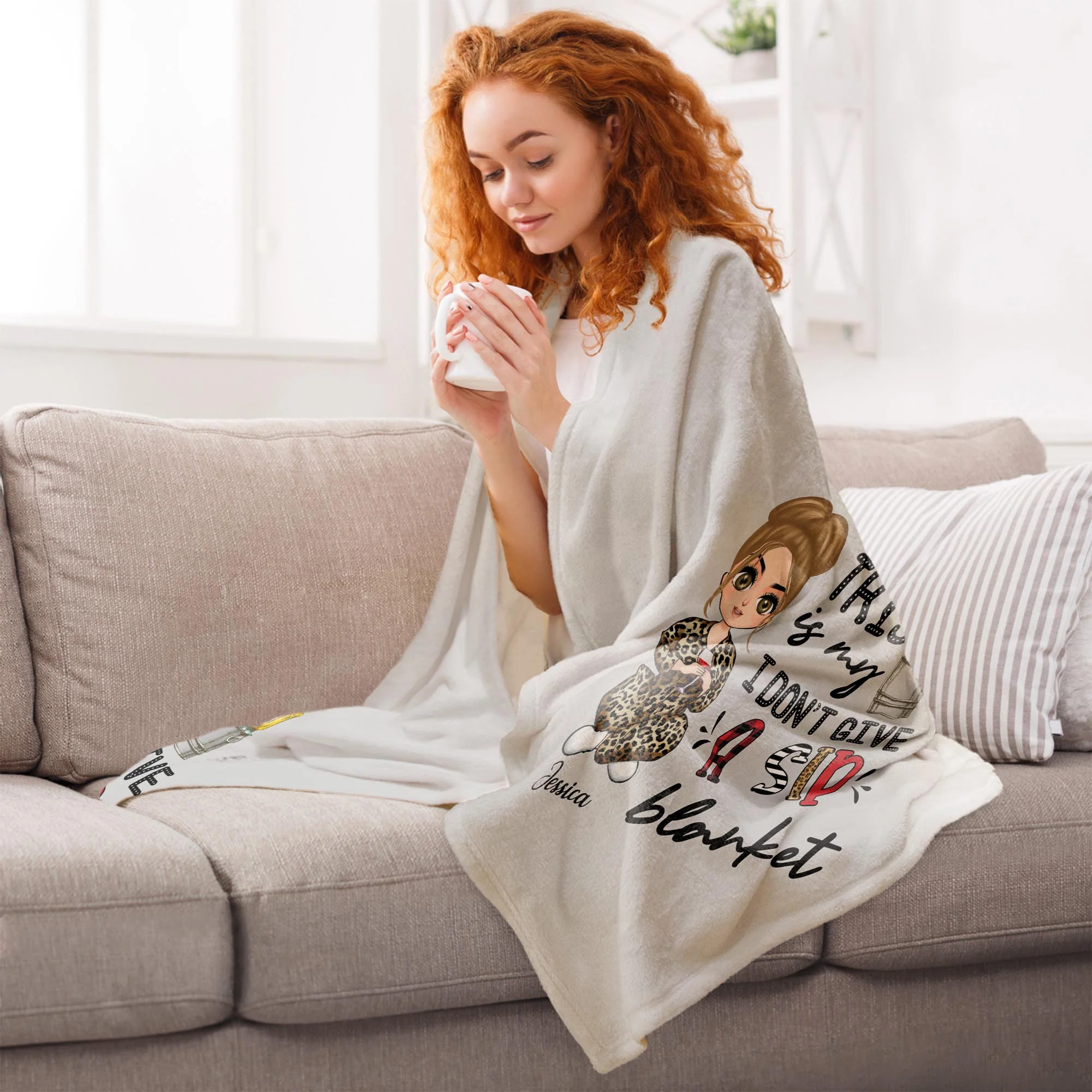 This Is My I Don't Give A Sip Blanket - Personalized Blanket - BirthdayGift For Her, Girl, Woman, Wine Lovers - Image 2