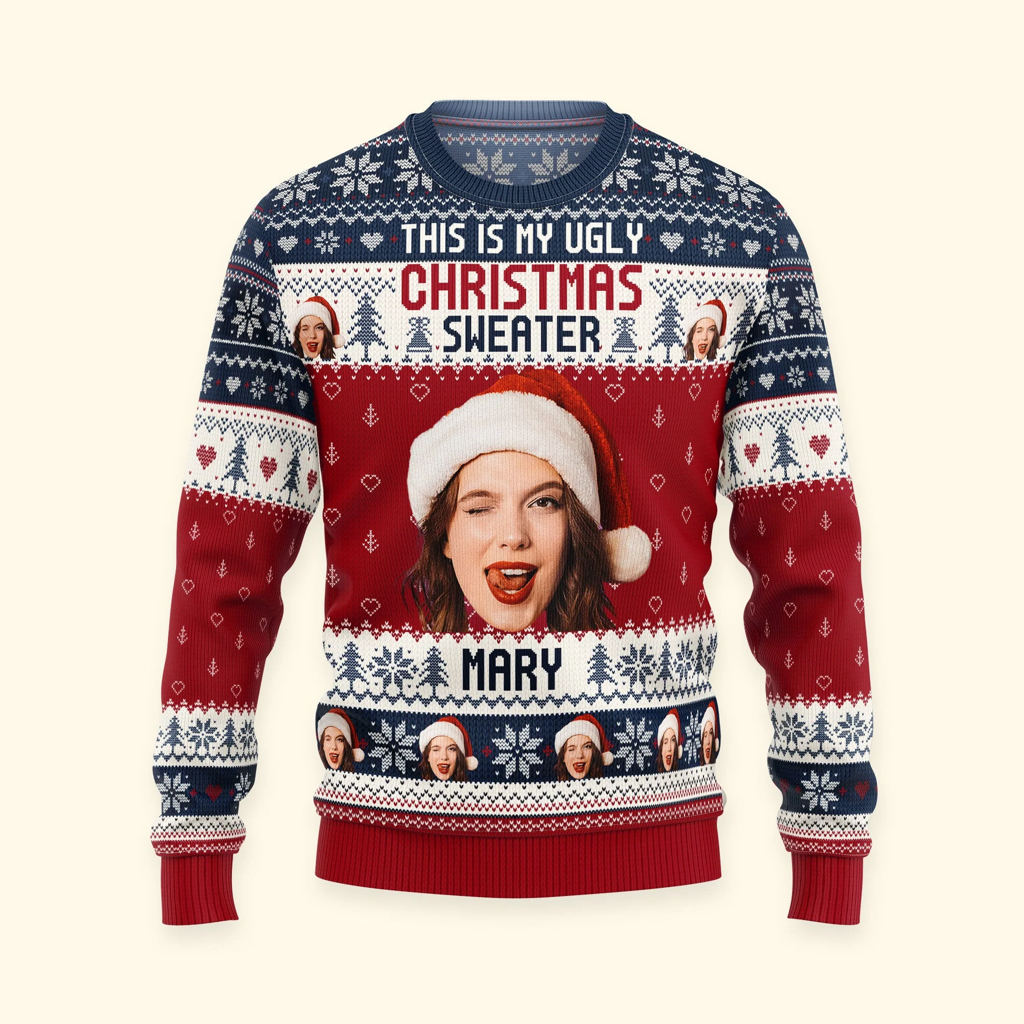 This Is My Ugly Christmas Sweater New Version - Personalized Photo Ugly Sweater - Image 4