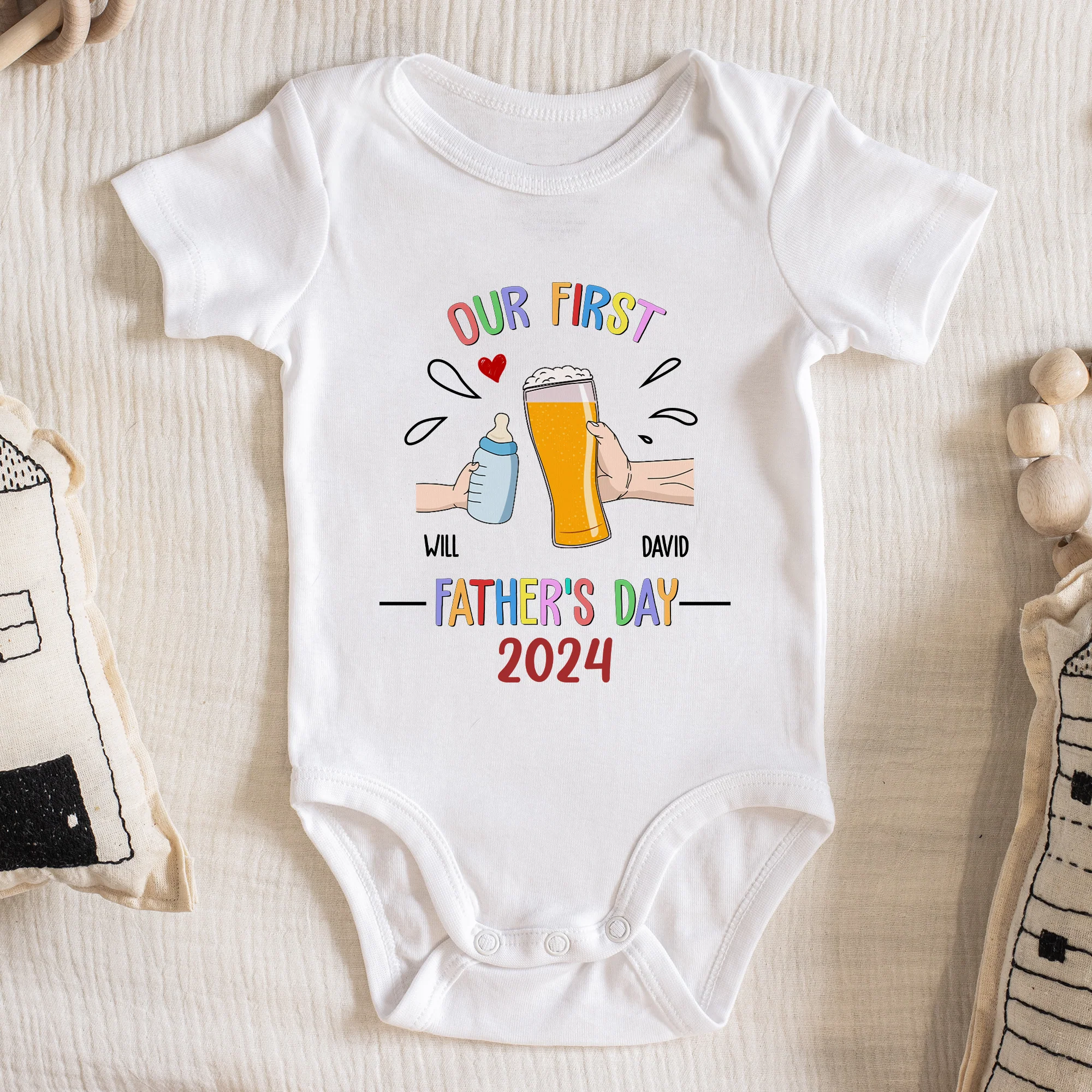 This Is Our First Father's Day - Personalized Baby Onesie - Image 2