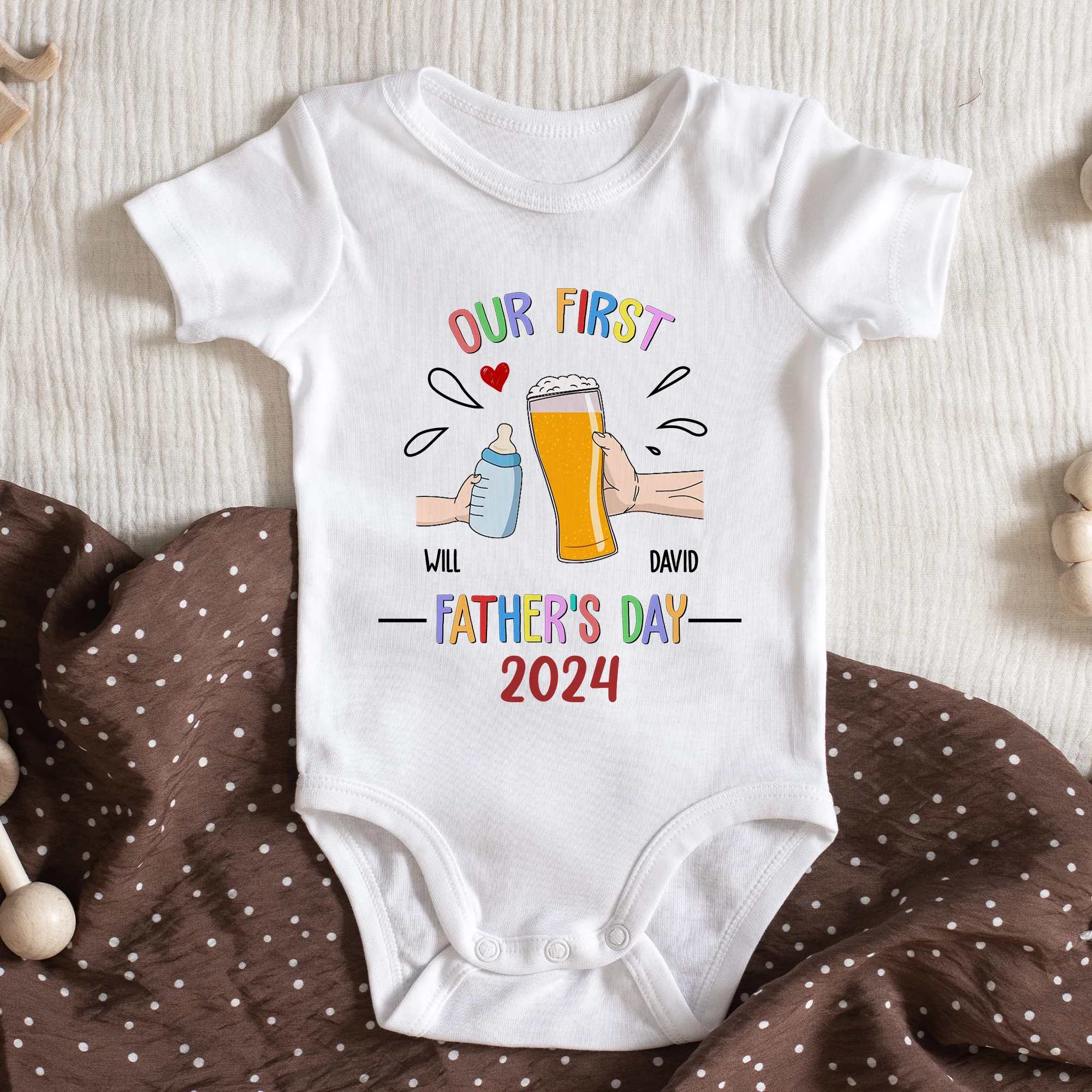 This Is Our First Father's Day - Personalized Baby Onesie - Image 3