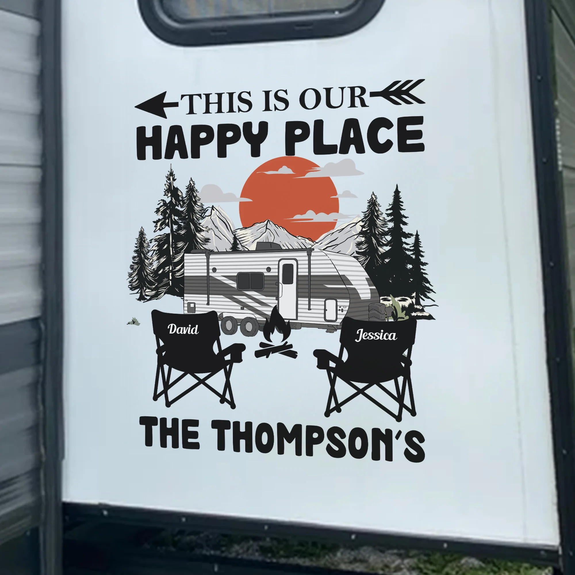 This Is Our Happy Place Custom Campsite Family Name - Personalized RV Decal - Image 2