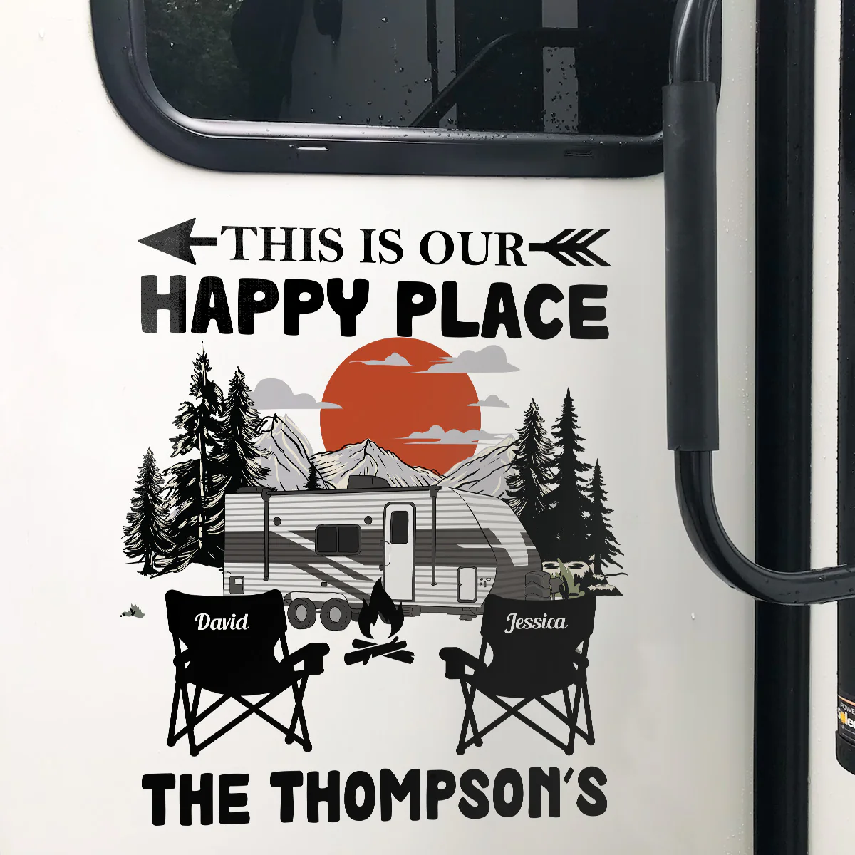This Is Our Happy Place Custom Campsite Family Name - Personalized RV Decal - Image 3