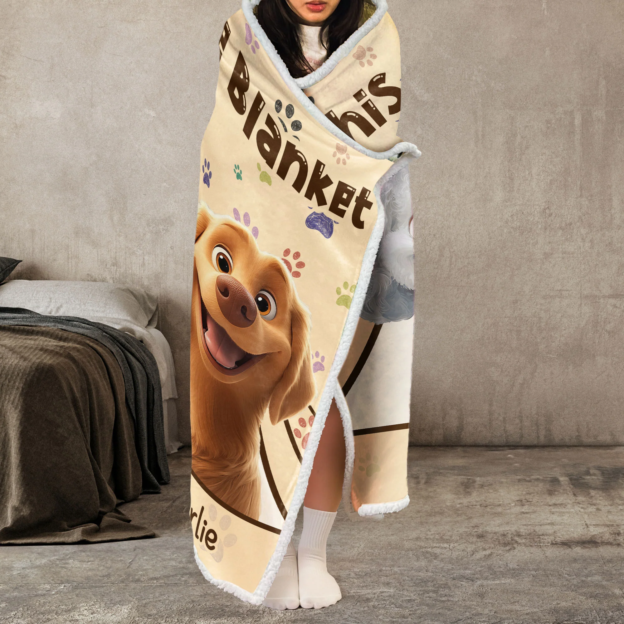 This Is Our Snuggle Blanket, Gift For Dog Lovers - Personalized Wearable Blanket Hoodie - Image 5
