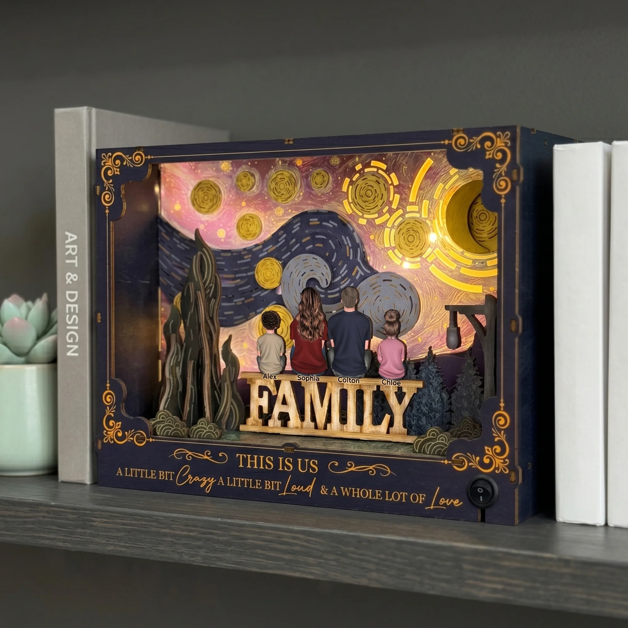 This Is Us A Little Bit Crazy A Little Bit Loud & A Whole Lot Of Love - Personalized DIY Book Nook Kit - Image 7