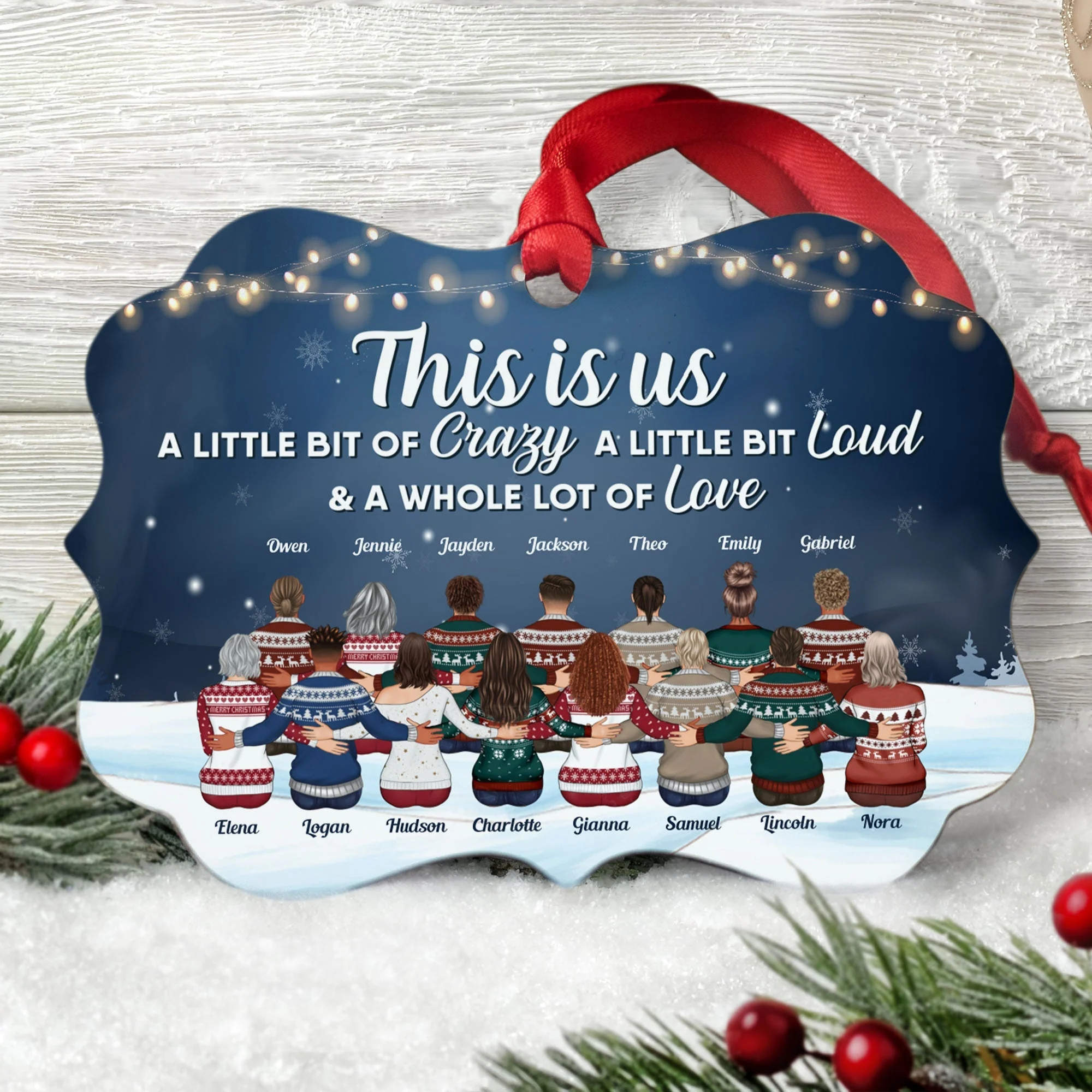 This Is Us A Little Bit Of Crazy - Personalized Aluminum Ornament - Christmas Gift Family Ornament For Besties, Siblings - Ugly Christmas - Up To 20 People - Image 2