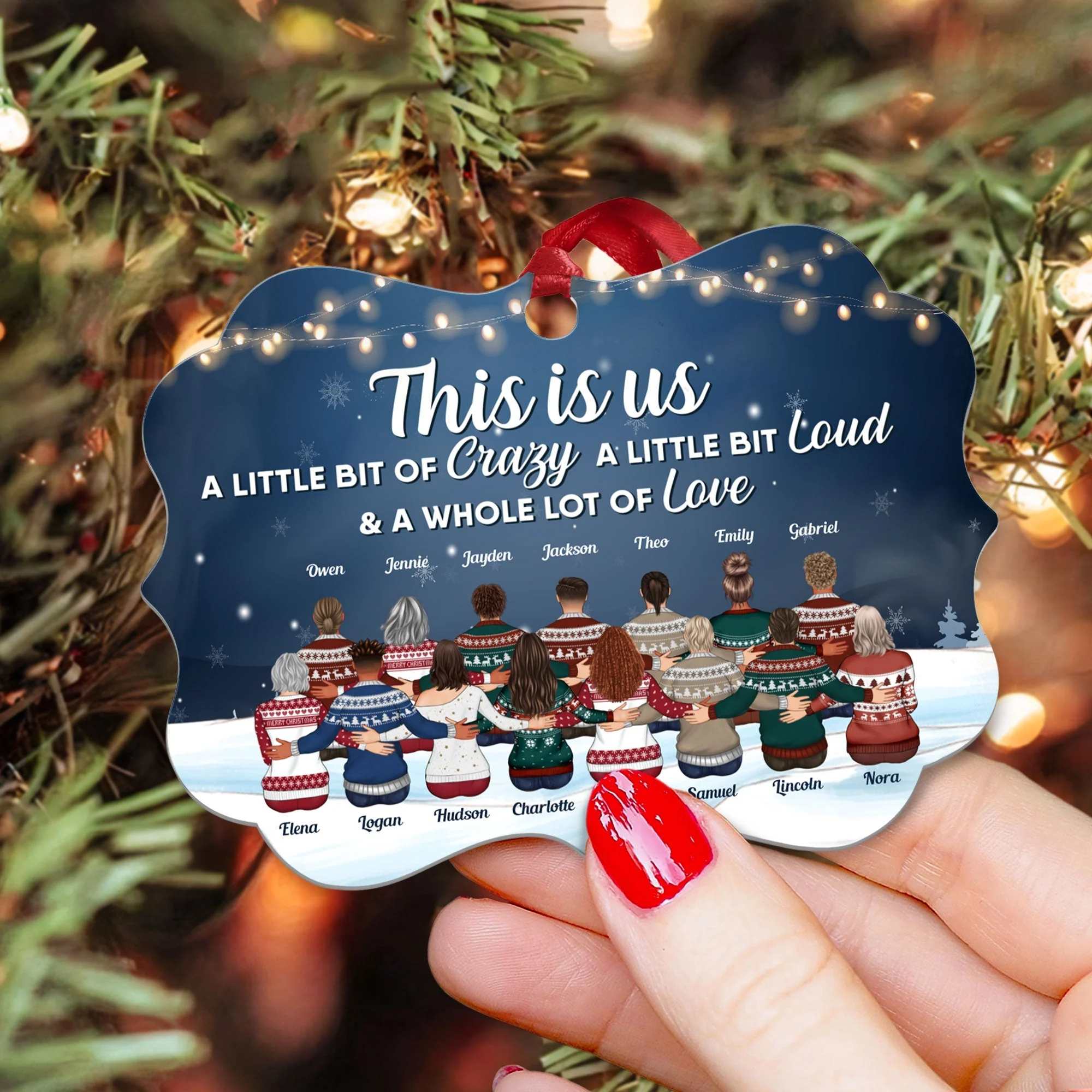 This Is Us A Little Bit Of Crazy - Personalized Aluminum Ornament - Christmas Gift Family Ornament For Besties, Siblings - Ugly Christmas - Up To 20 People - Image 3