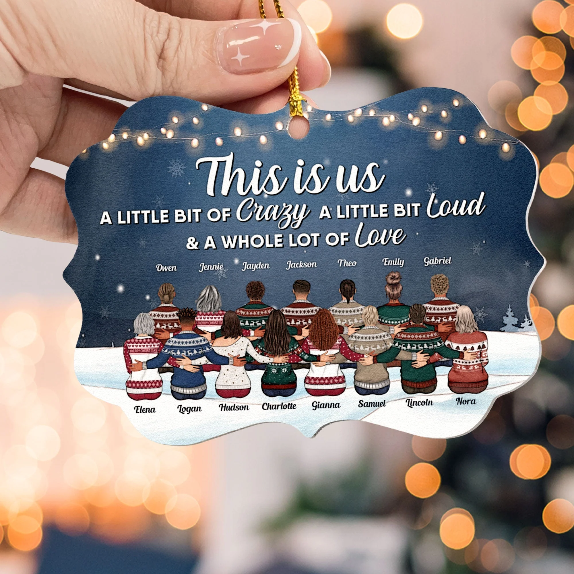 This Is Us A Little Bit Of Crazy - Personalized Aluminum Ornament - Christmas Gift Family Ornament For Besties, Siblings - Ugly Christmas - Up To 20 People - Image 4