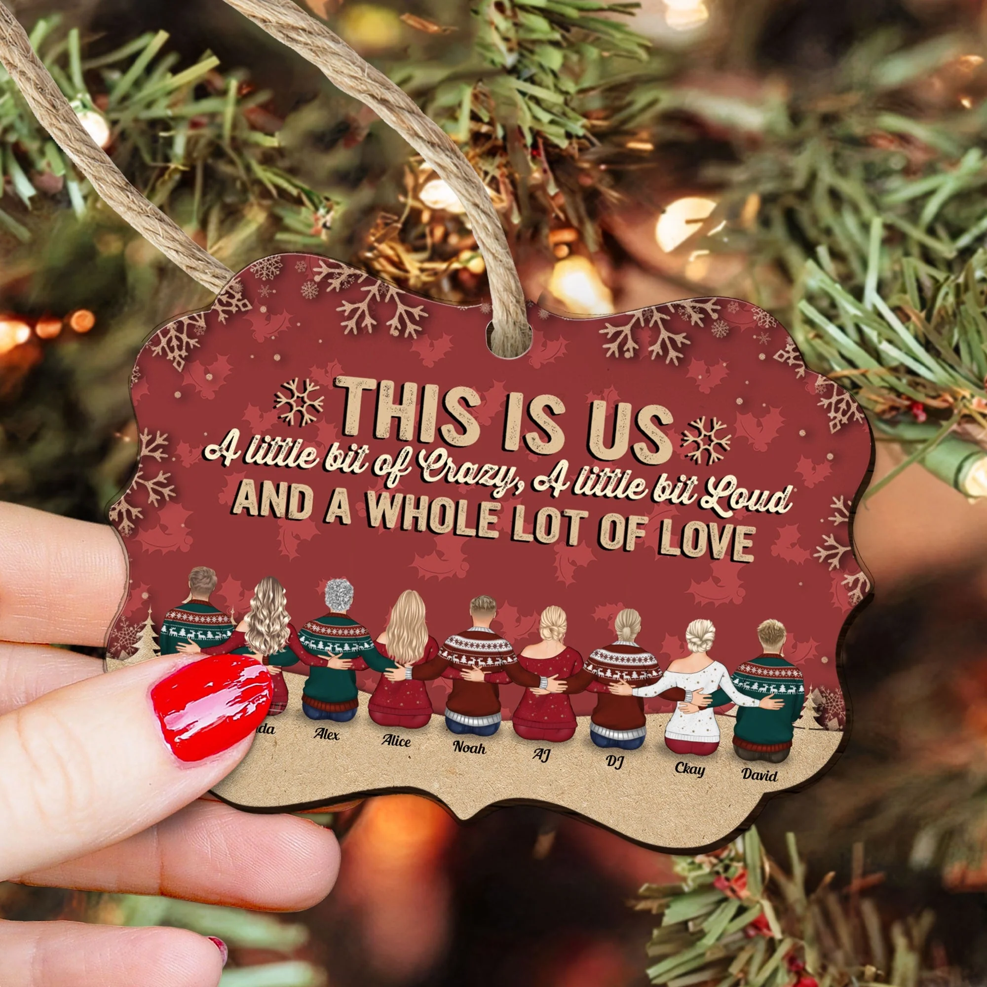 This Is Us A Little Bit Of Crazy - Personalized Wooden/Aluminum Ornament - Up to 10 people - Ver 2 - Image 4