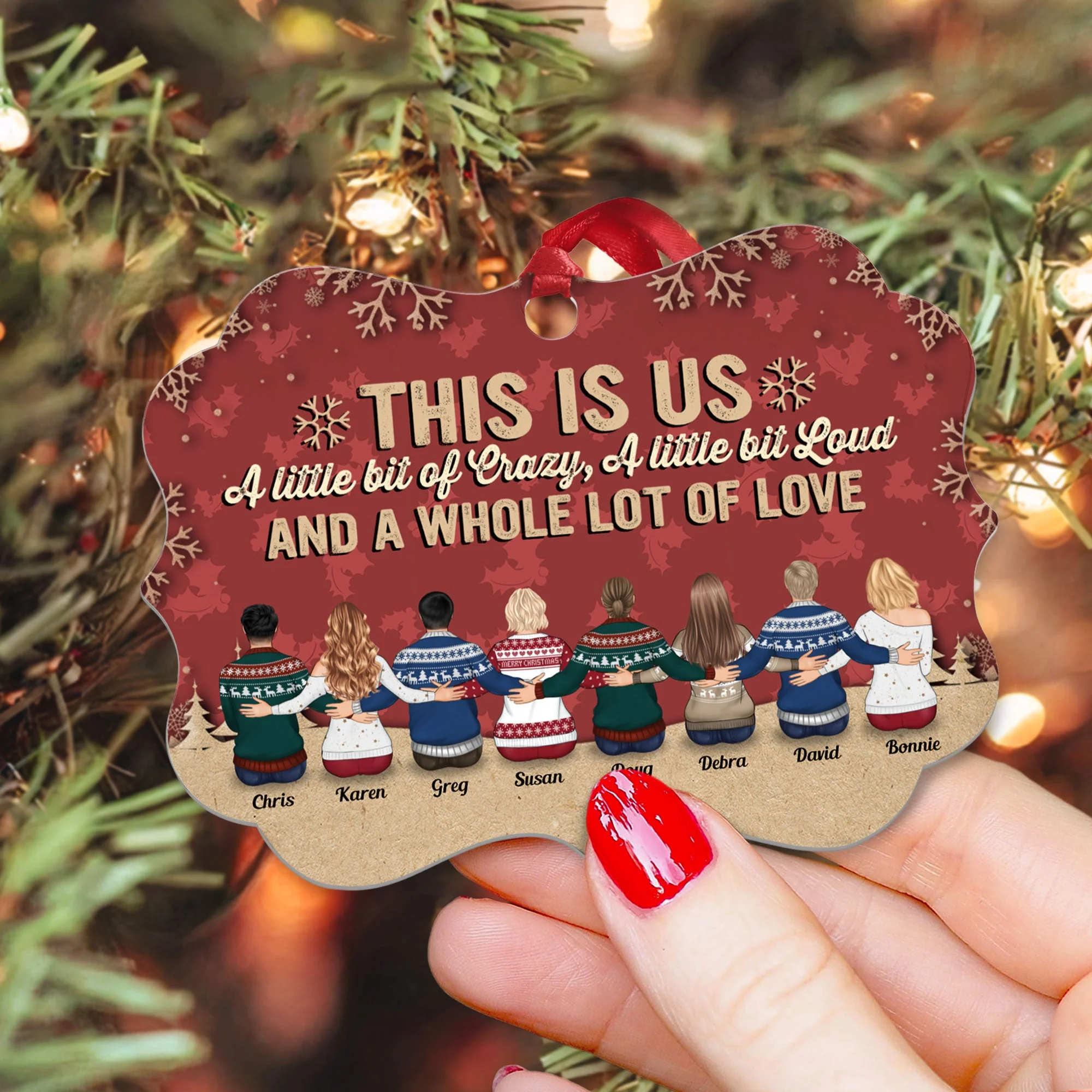 This Is Us A Little Bit Of Crazy - Personalized Wooden/Aluminum Ornament - Up to 10 people - Ver 2 - Image 6
