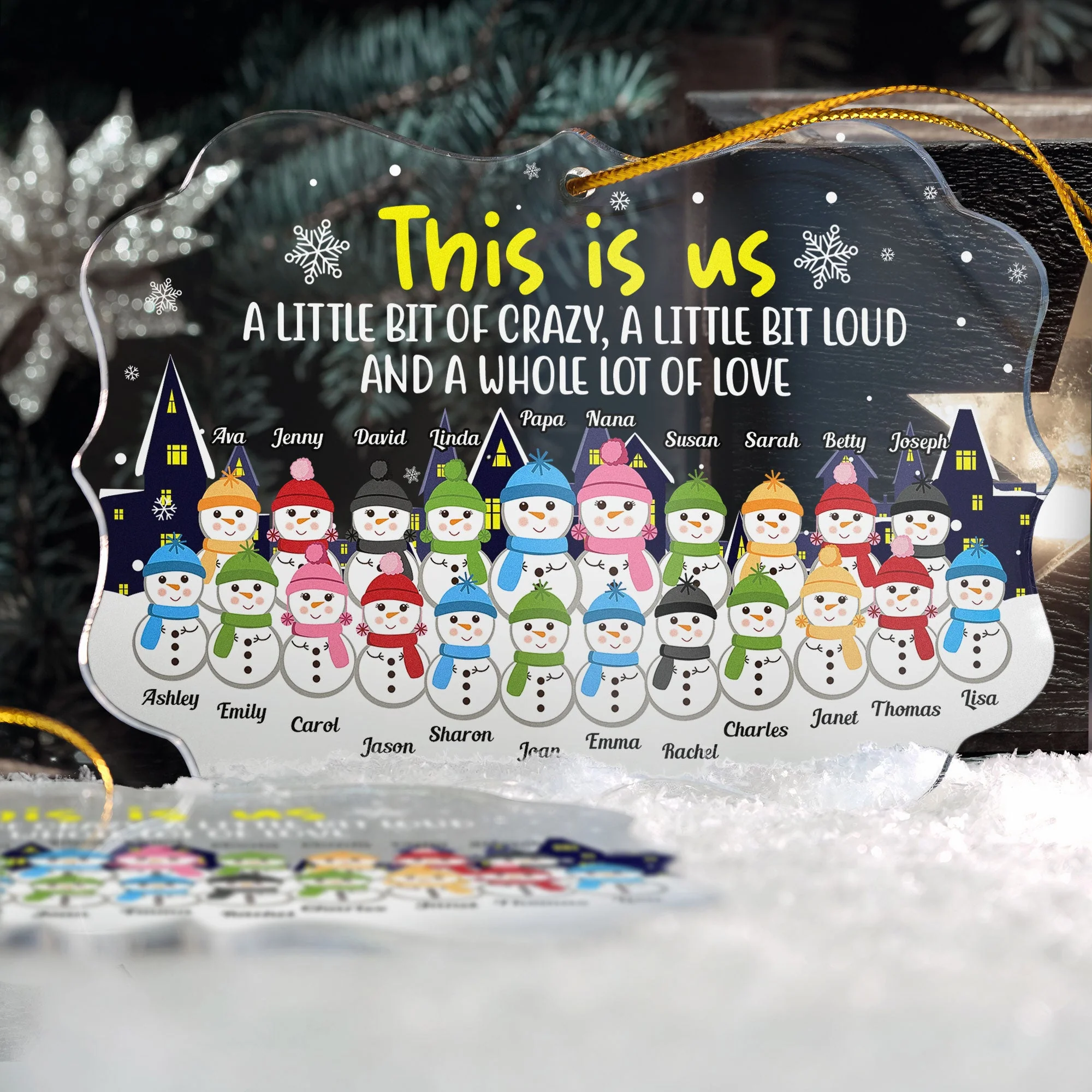 This Is Us - Crazy, Loud & Love - Personalized Acrylic Ornament - Image 3