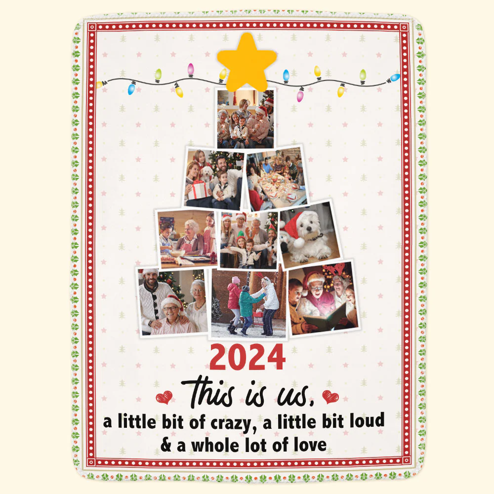 This Is Us Photo Family Christmas Tree - Personalized Photo Blanket - Image 6