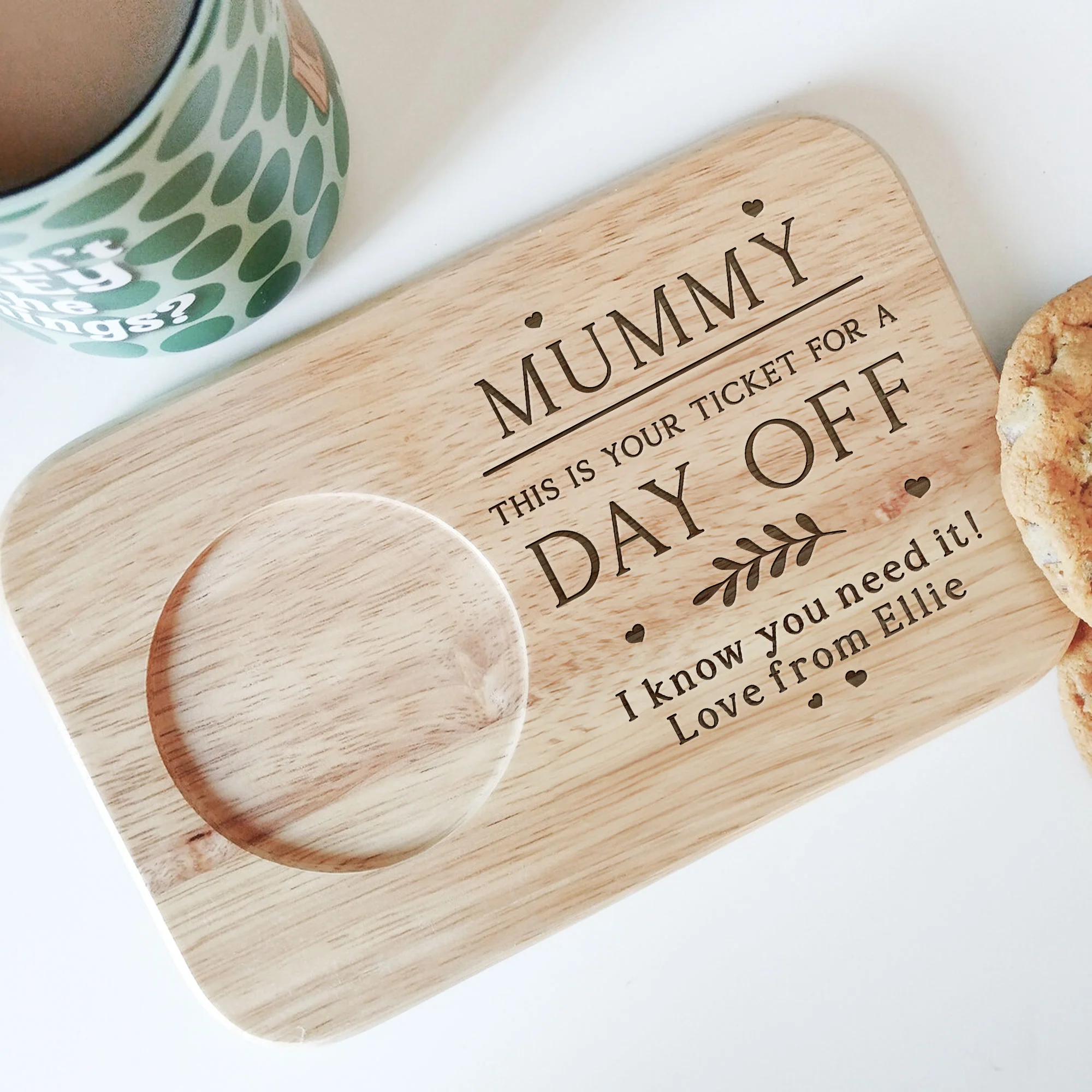 This Is Your Ticket - Custom Engraved Wooden Tea & Biscuit Board - Image 3