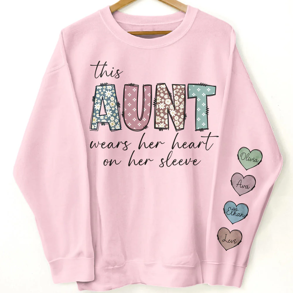 This Mama Wear Her Heart On Her Sleeve - Personalized Sweatshirt - Image 2