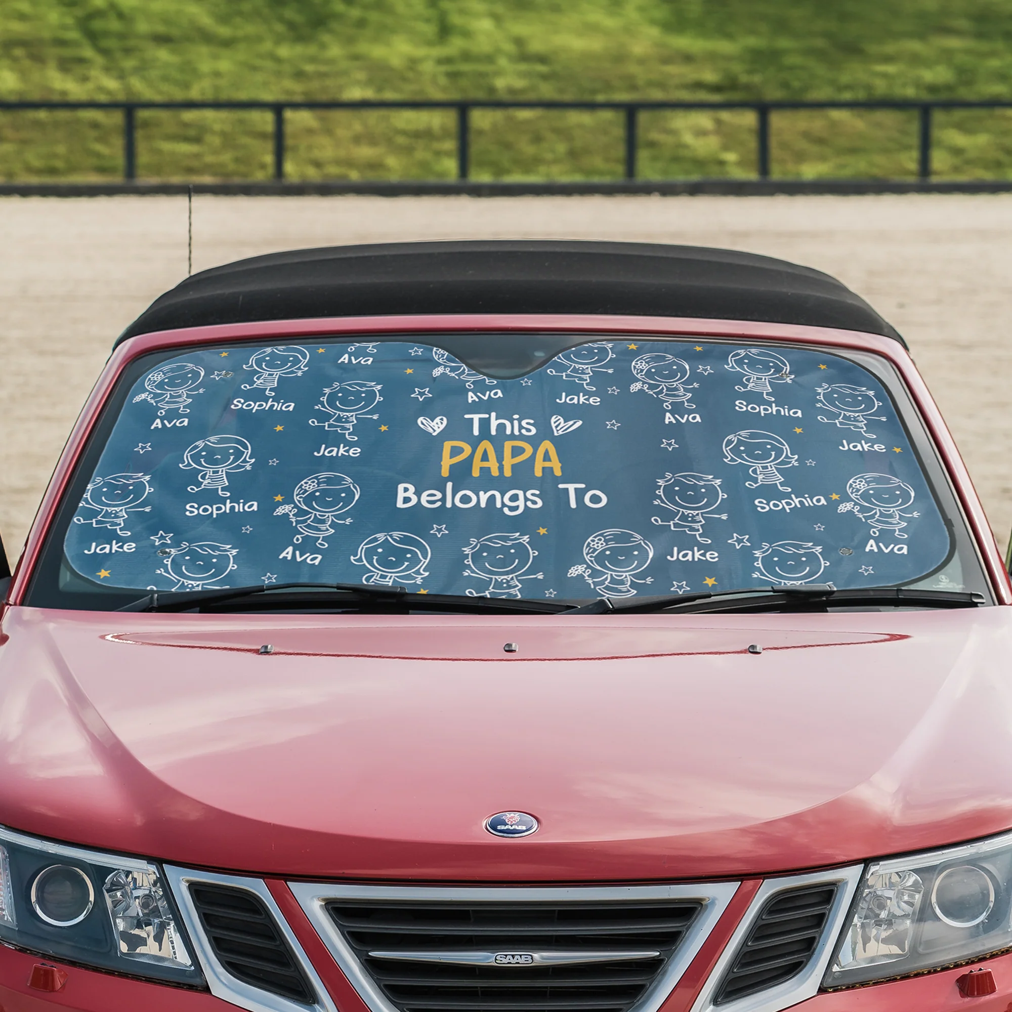 This Papa Belongs To - Personalized Car Sun Shade - Image 2