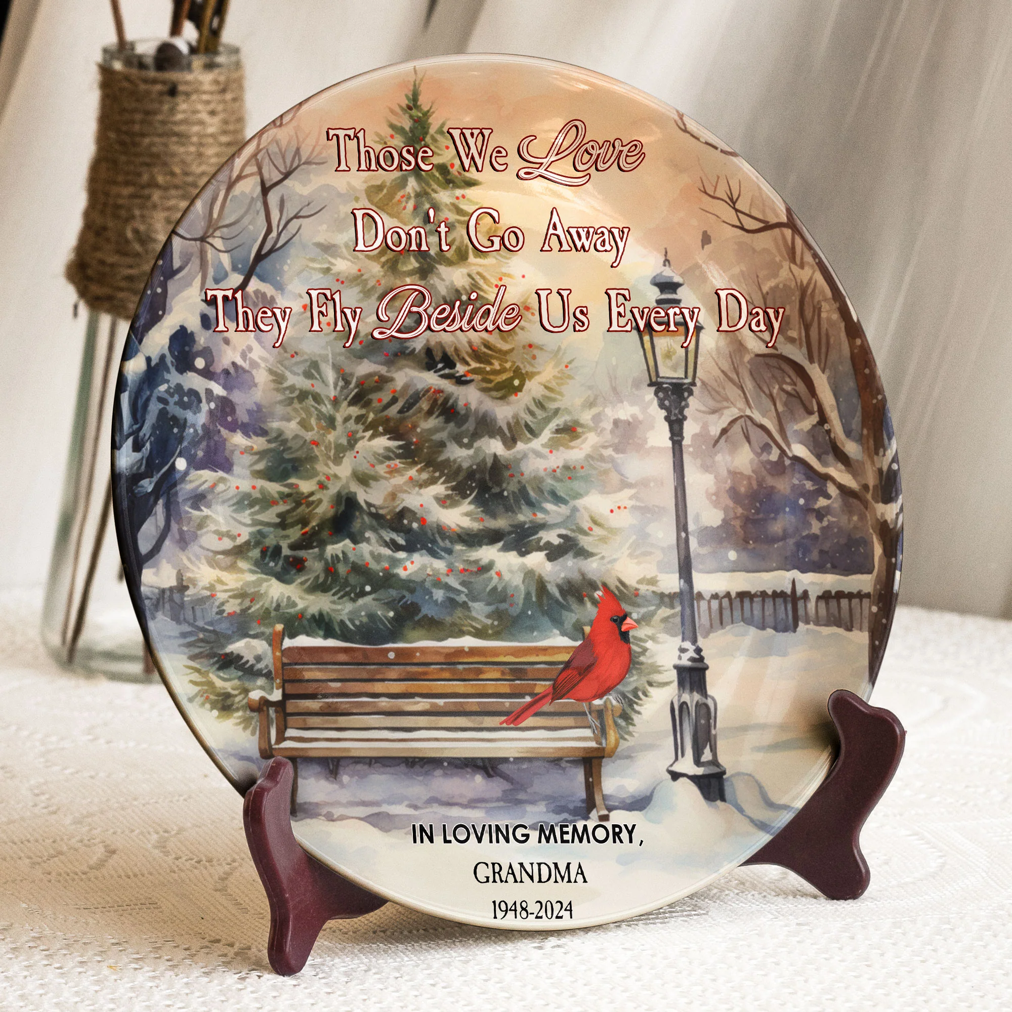 Those We Love Don't Go Away They Fly Beside Us Every Day - Personalized Ceramic Plate - Image 2