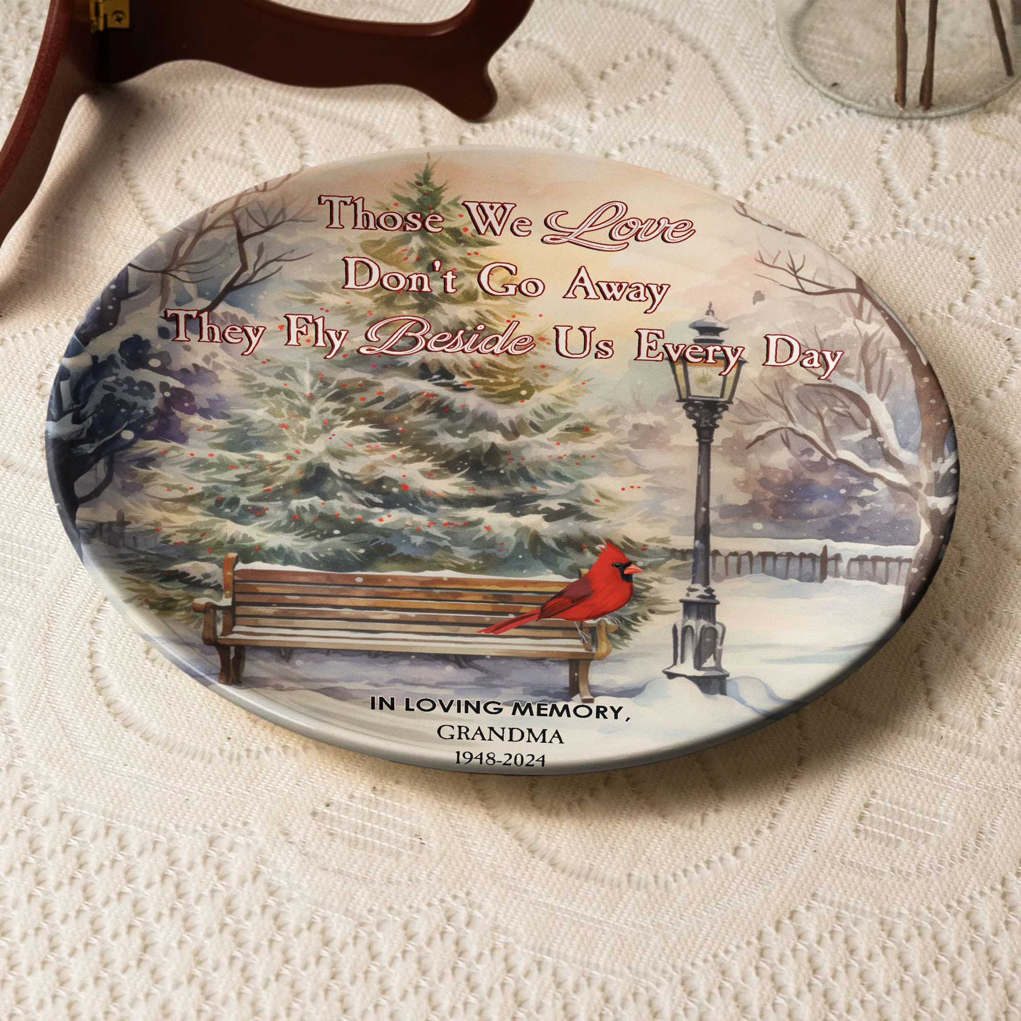 Those We Love Don't Go Away They Fly Beside Us Every Day - Personalized Ceramic Plate - Image 4